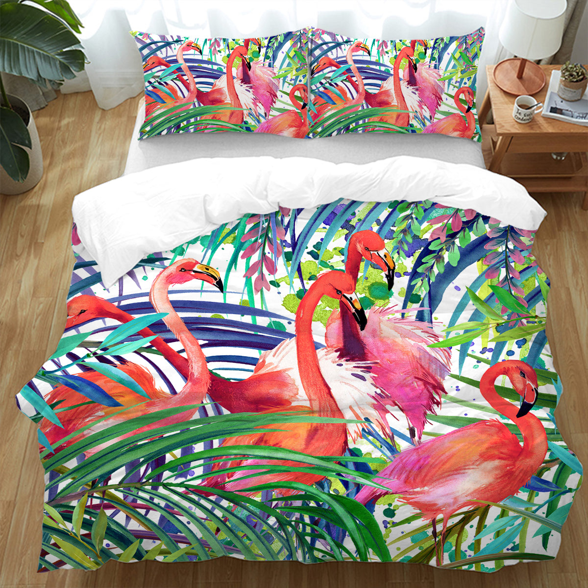 Flamingo Passion Bedding Set - Soft & Stylish Queen Size Bed Sheets - Perfect for Tropical & Boho Bedroom Decor