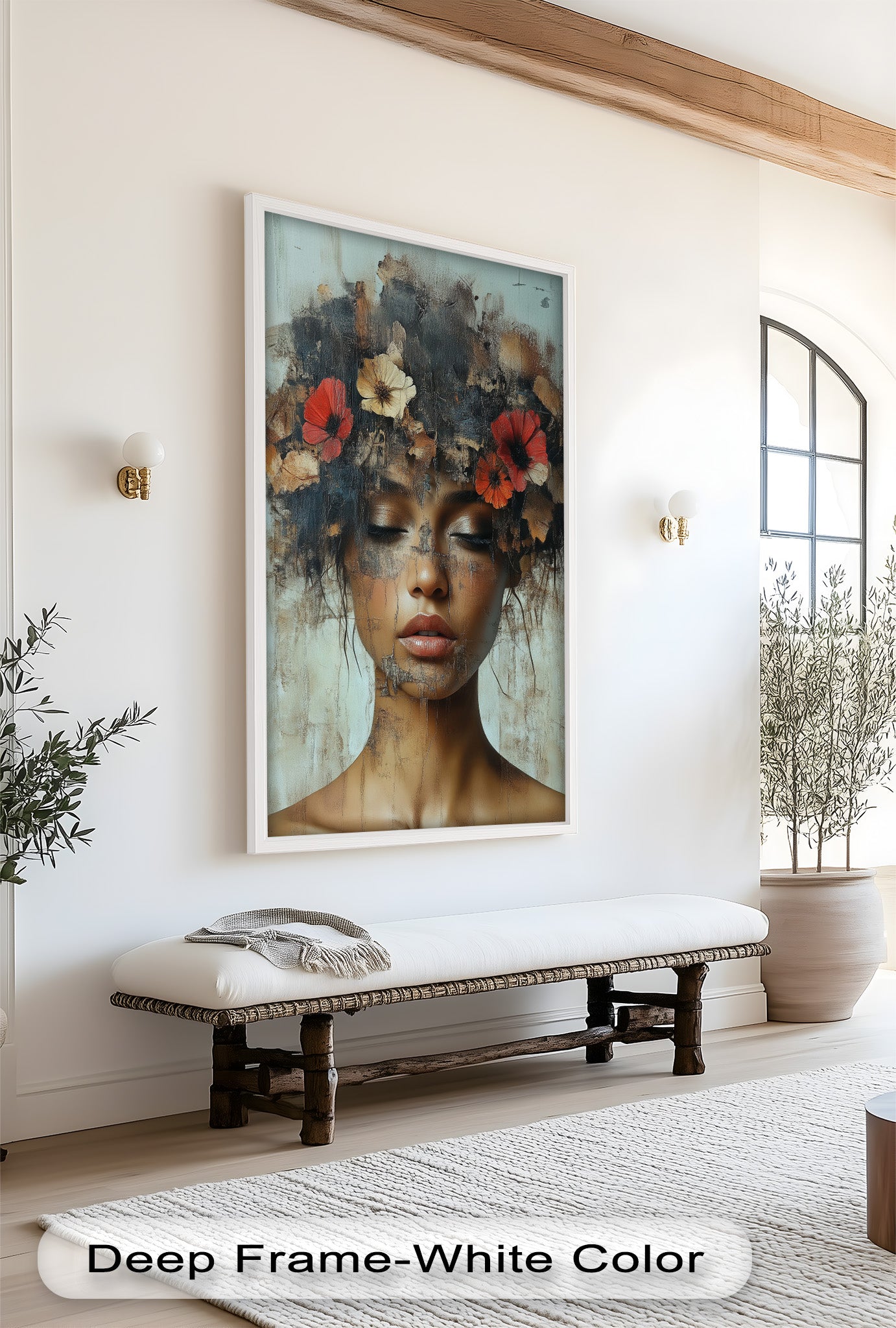 Ethereal Boho Flower Oil Painting - Autumn Reverie Wall Art for Home Decor, Living Room, Bedroom & Office | Handmade Canvas Artwork