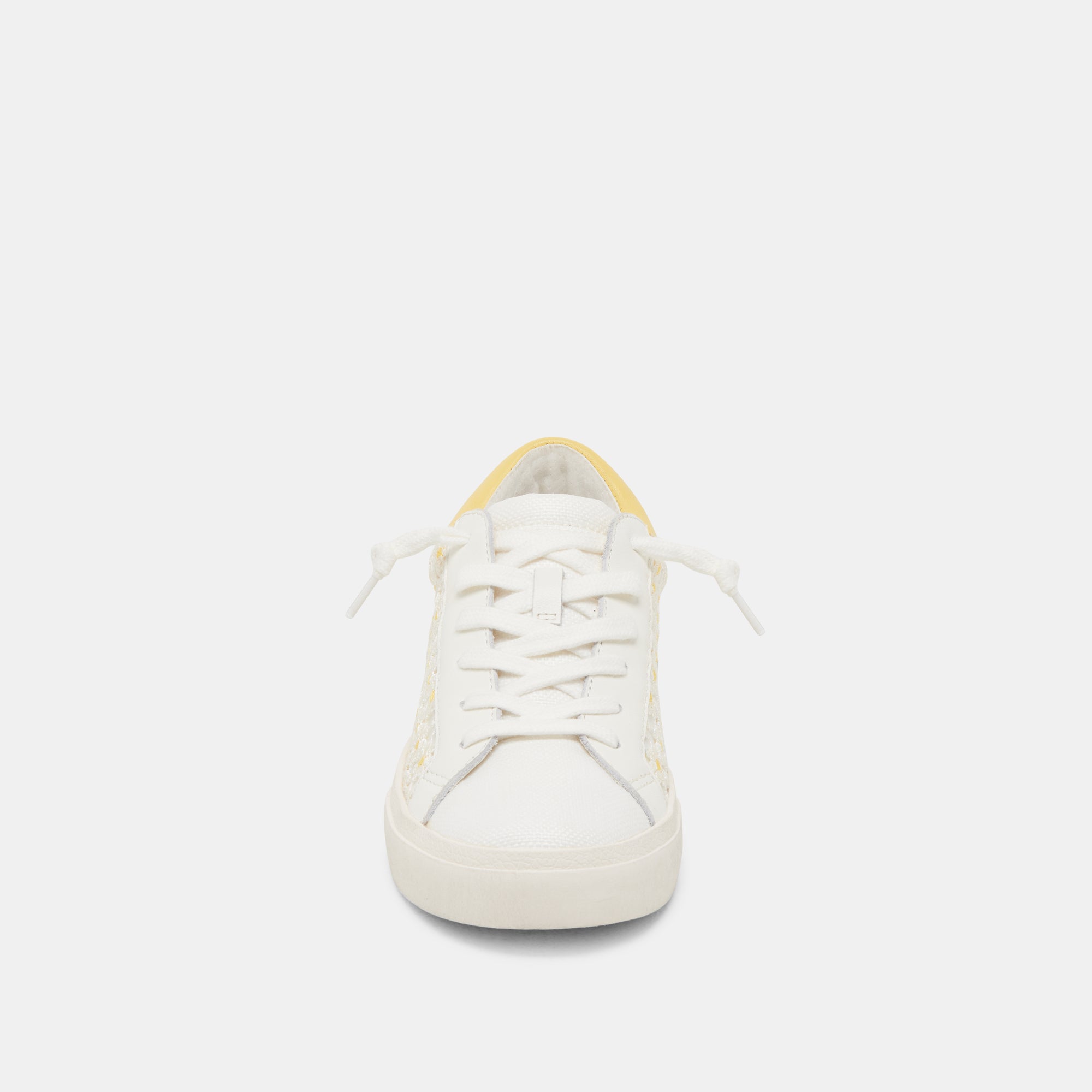 ZINA Floral Sneakers for Women - White & Yellow Floral Mesh Fashion Shoes - Comfortable Walking & Casual Outfit Pairing