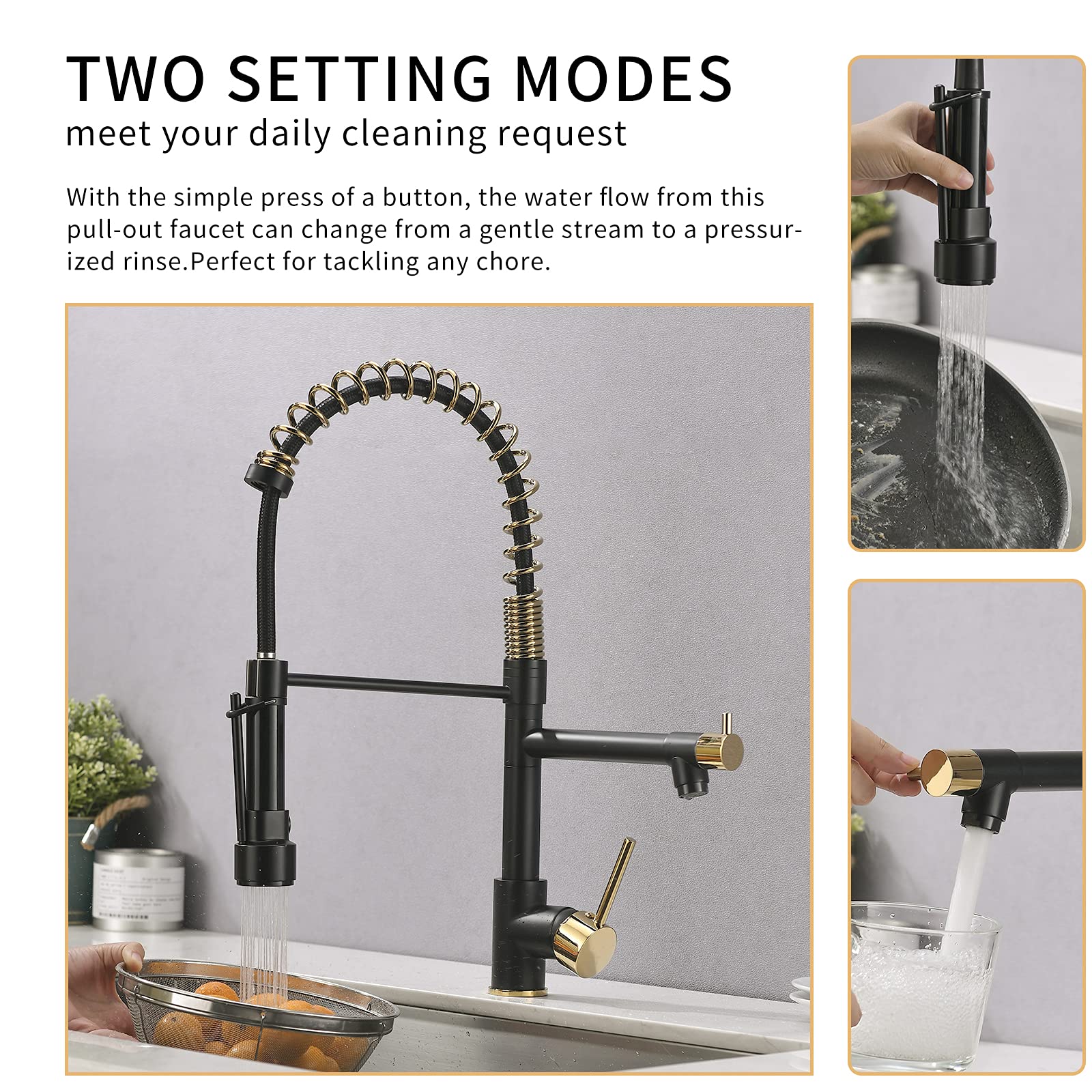 AIMADI Matte Black Kitchen Faucet with Pull Down Sprayer - Commercial Style Single Handle Single Hole Sink Faucet for Modern Kitchens & Restaurant Use