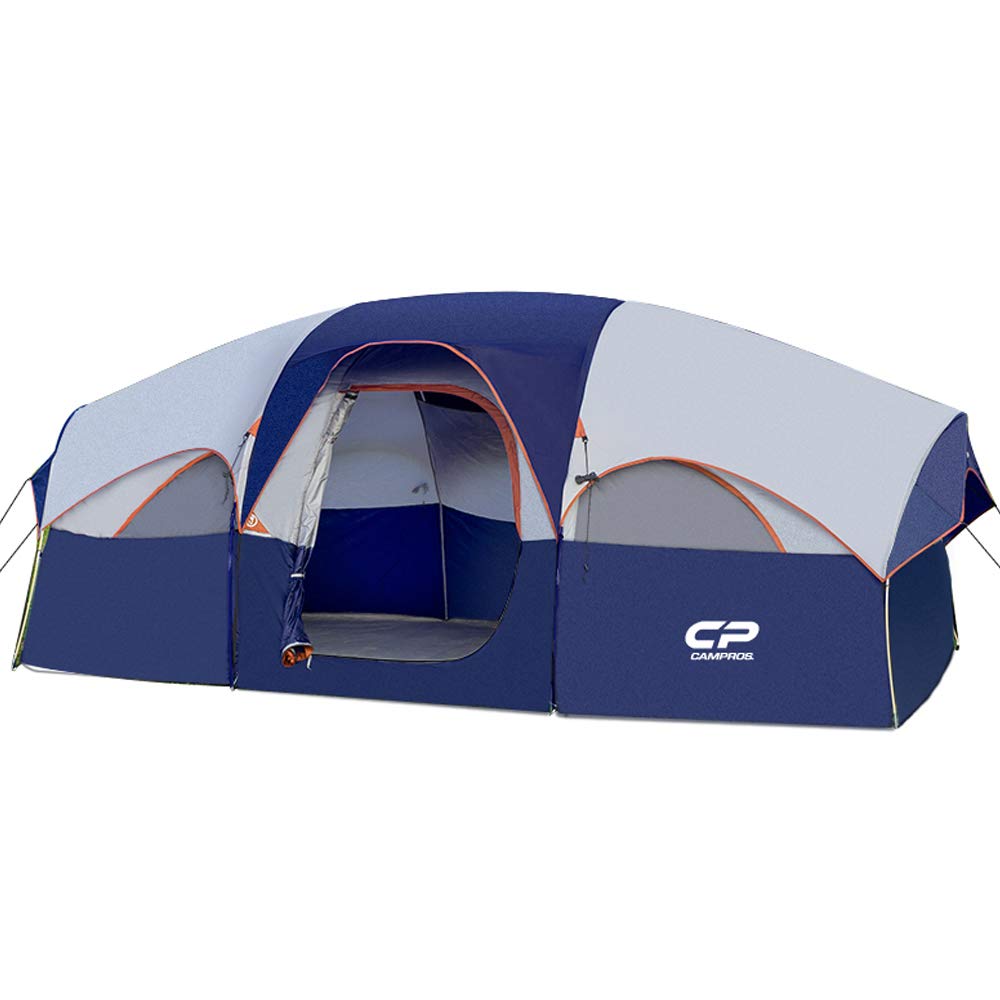 CAMPROS CP 8-Person Camping Tent - Waterproof & Windproof Family Tent with 5 Mesh Windows, Double Layer Design & Room Divider - Lightweight Portable Outdoor Tent with Carry Bag for Camping, Hiking, Backpacking & Family Adventures