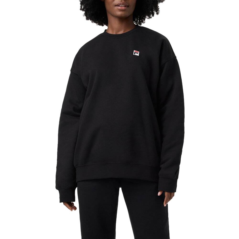 Fila Unisex Classic Relaxed Sweatshirt - Soft Cotton Pullover Hoodie for Men & Women (Black) - Casual Wear, Gym, Lounge & Street Style Fashion