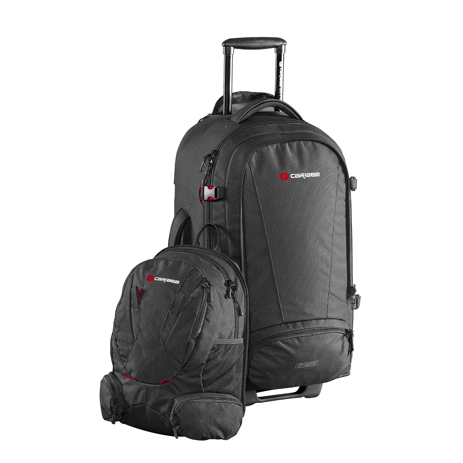 Caribee Skymaster III 80L Wheeled Travel Backpack - Large Durable Carry-On Luggage for Adventure Travel & Camping - Perfect for Hiking, Airplane Trips & Outdoor Exploration (Black)