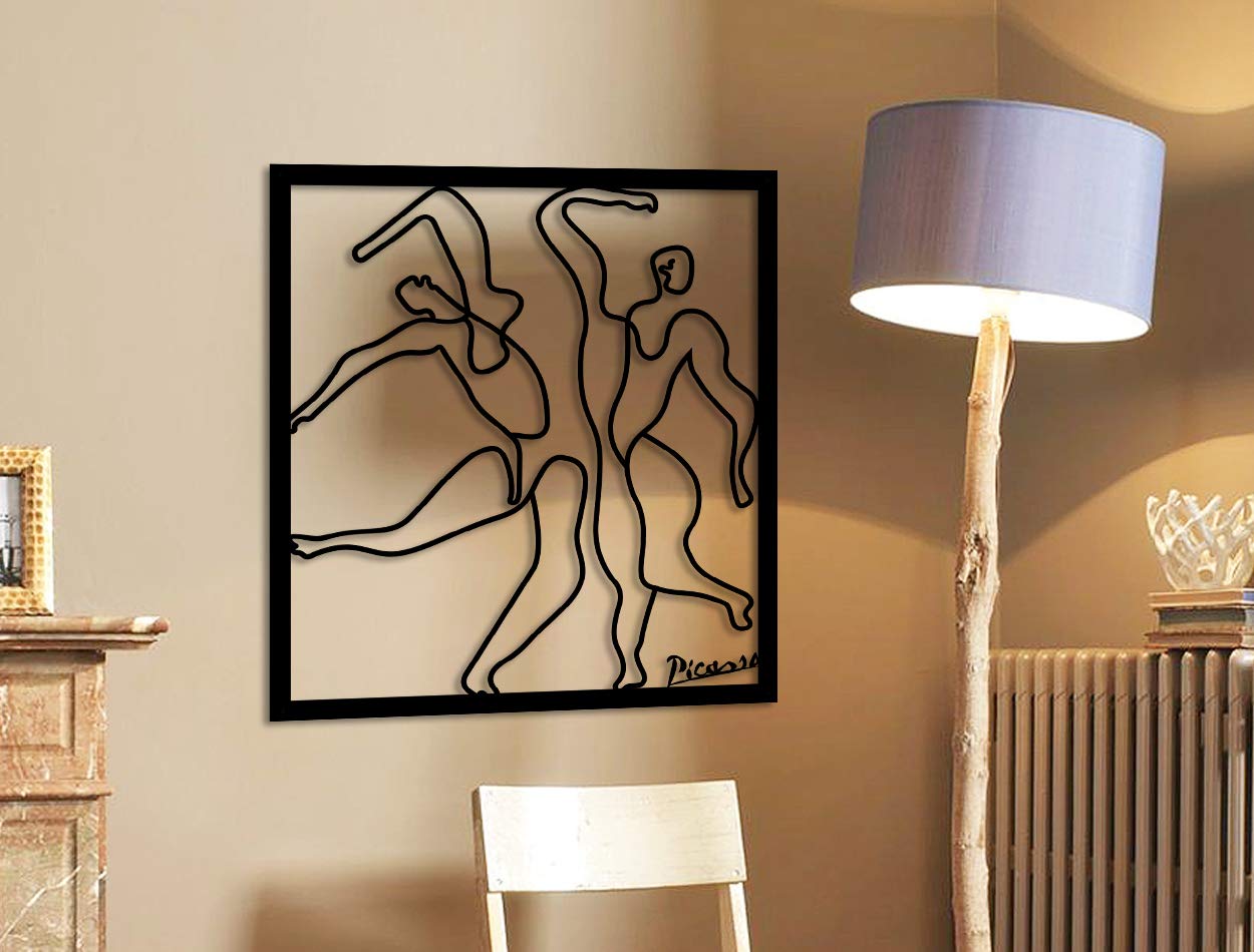 LaModaHome Metal Wall Art - Dancing Women Black Wall Decor for Living Room, Bedroom, Kitchen & Bathroom - Indoor & Outdoor Home Decoration - Elegant Wall Hanging for Modern Housewarming Gift & Wedding Present