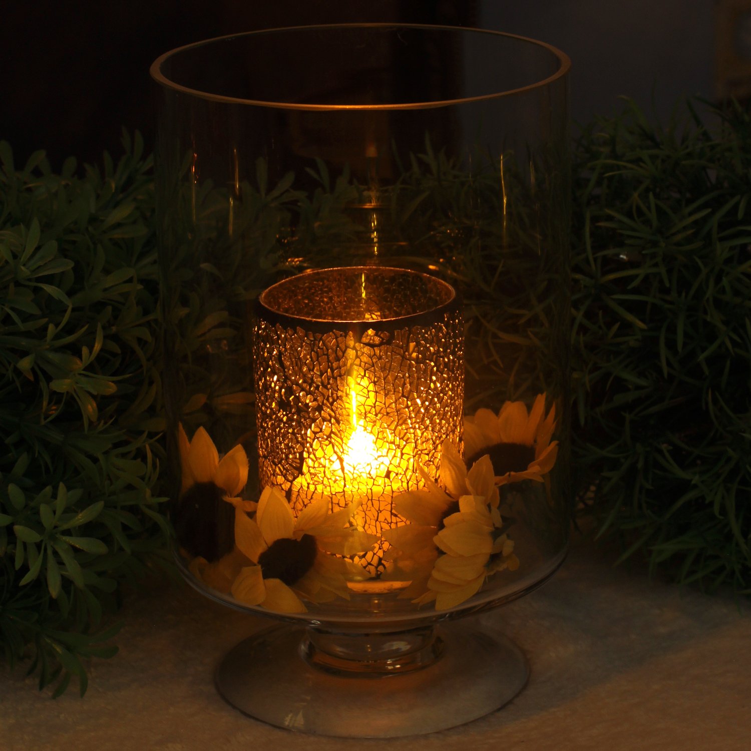 Flameless LED Cracked Mosaic Glass Candle with Timer - Decorative Battery-Operated LED Candle for Home, Wedding, Party & Spa Decor