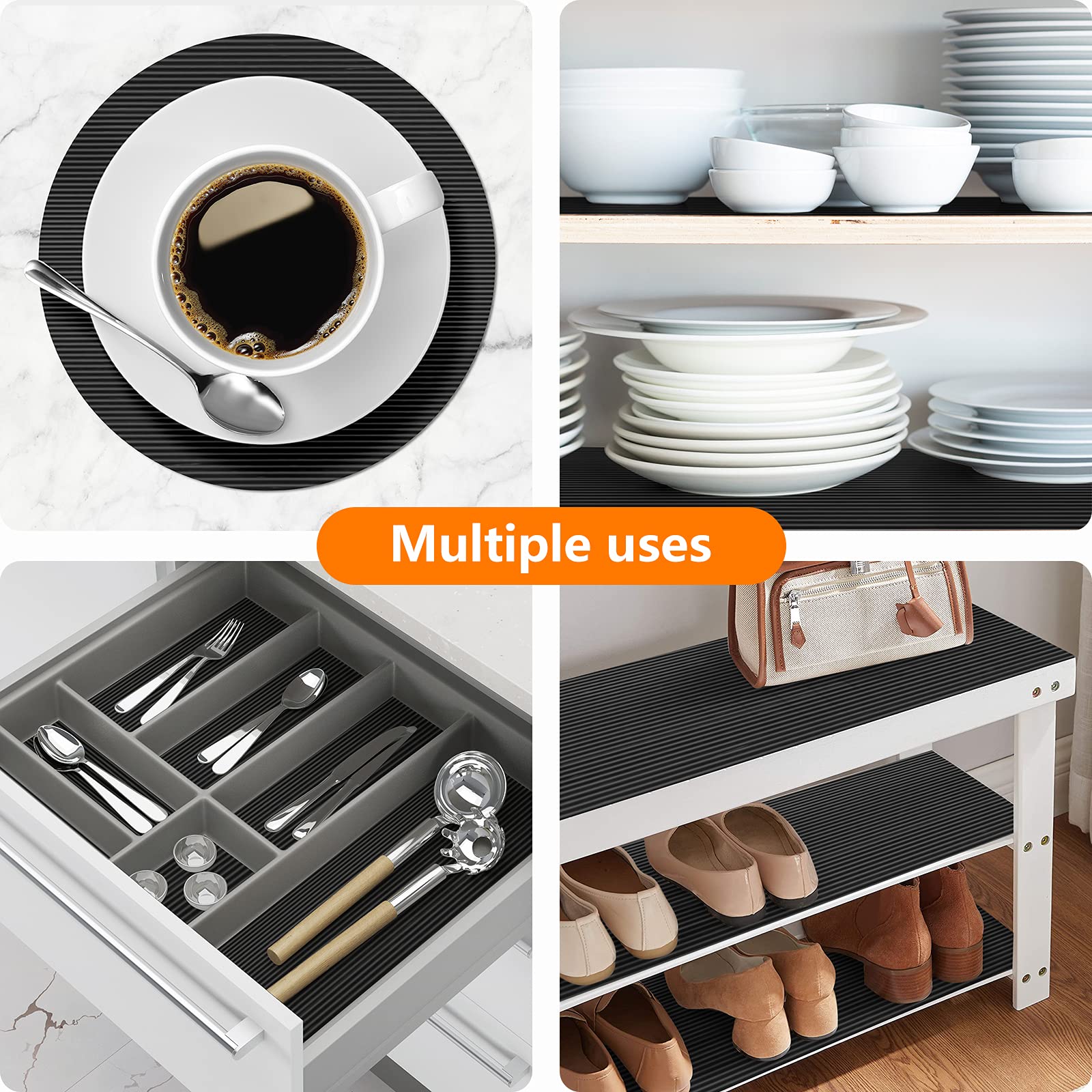 Non-Adhesive EVA Shelf Liners for Kitchen Cabinets, Drawers, Refrigerators & Desks - Washable Cabinet Mats (23.6