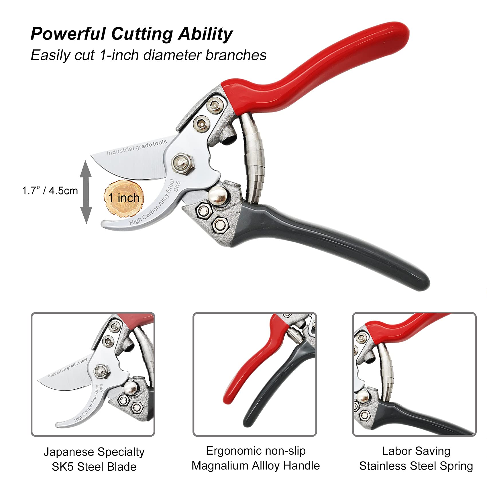 TONMA Professional 7.5 Inch Garden Pruning Shears - Japanese Made Premium Bypass Pruners with Ergonomic Handle for Plants, Flowers & Branches - Ideal for Gardening, Landscaping & Horticulture Work