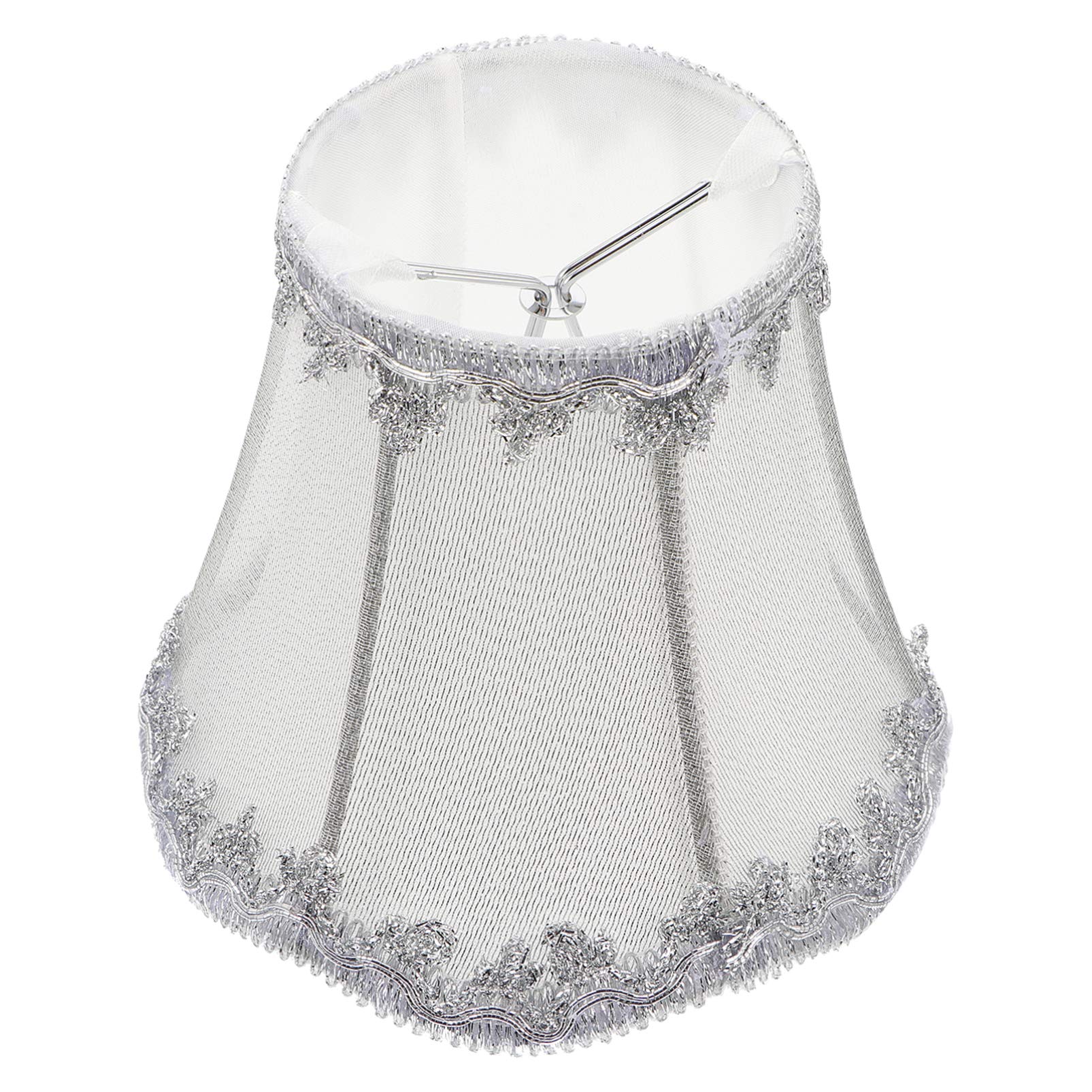 Natural Linen Fabric Lamp Shade - Clip On Chandelier Shade for Table & Floor Lamps (5.11x5.11x4.72 Inch, Silver) - Perfect for Hotel, Bedroom & Living Room Lighting Decor