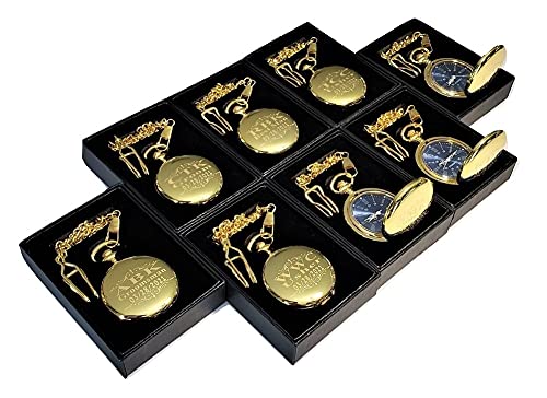 7 Custom Engraved Pocket Watches with Boxes & Chains - Personalized Gifts for Wedding, Groomsmen & Best Man (Silver) - Perfect for Anniversaries, Graduations & Special Occasions