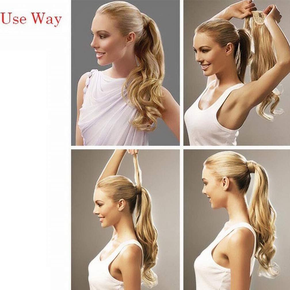 100% Real Human Hair Ponytail Extensions for Women - 22 Inch Clip-In Wrap Around Long Wavy Ponytail (100g, 24# Light Blonde) - Perfect for Parties, Weddings & Everyday Styling