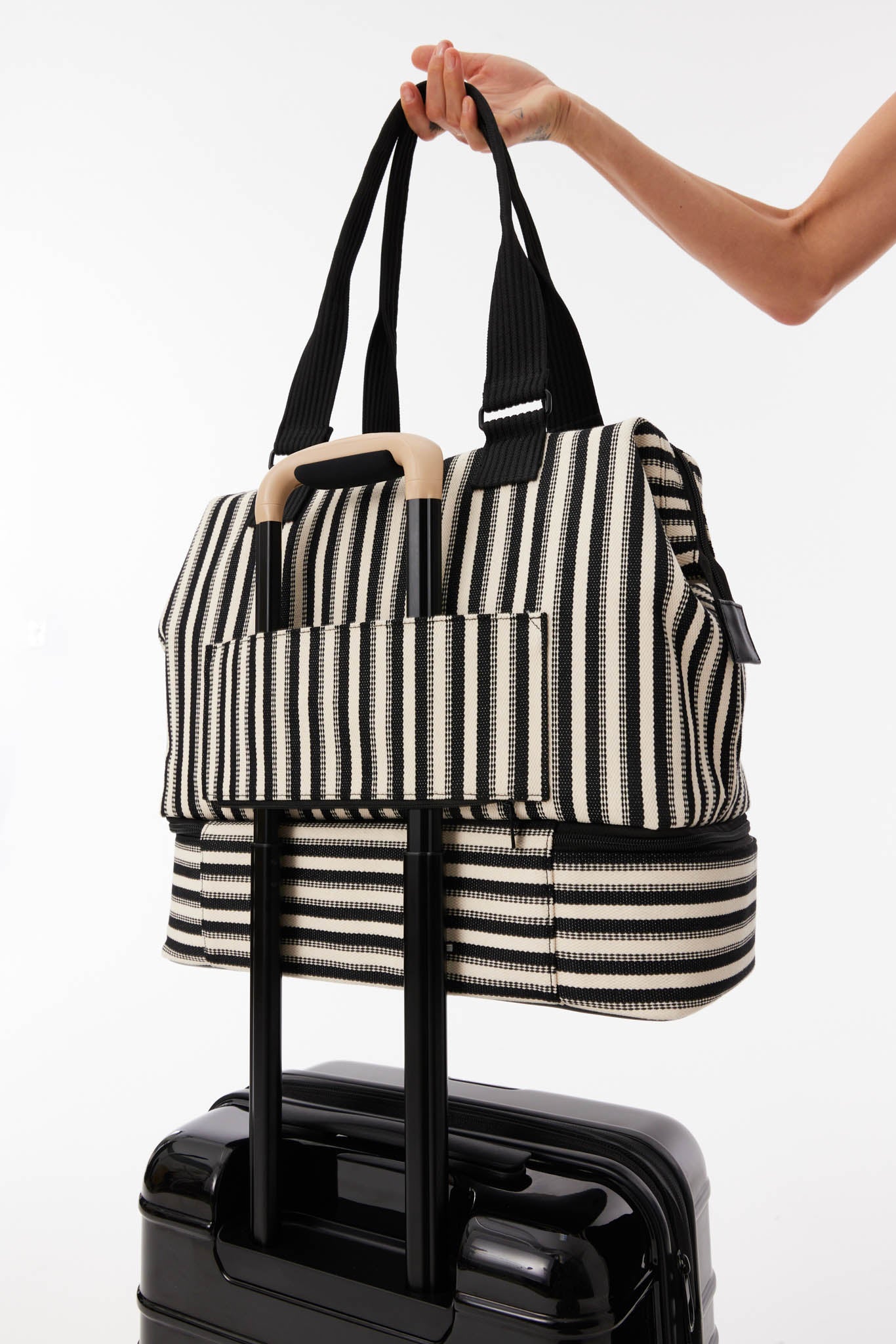 Mini Weekender Bag in Black Stripe - Stylish & Compact Carry-On for Weekend Getaways, Business Trips & Gym Essentials
