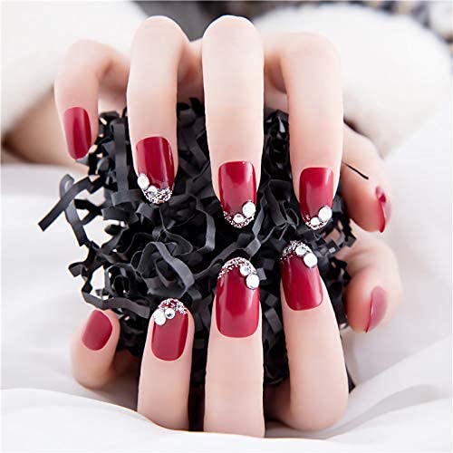 Rapidsflow 24-Piece Long French Artificial Nails Set - Full Nail Extensions with Free Application Kit (Red) | Perfect for Salon, Home Manicure & Special Occasions