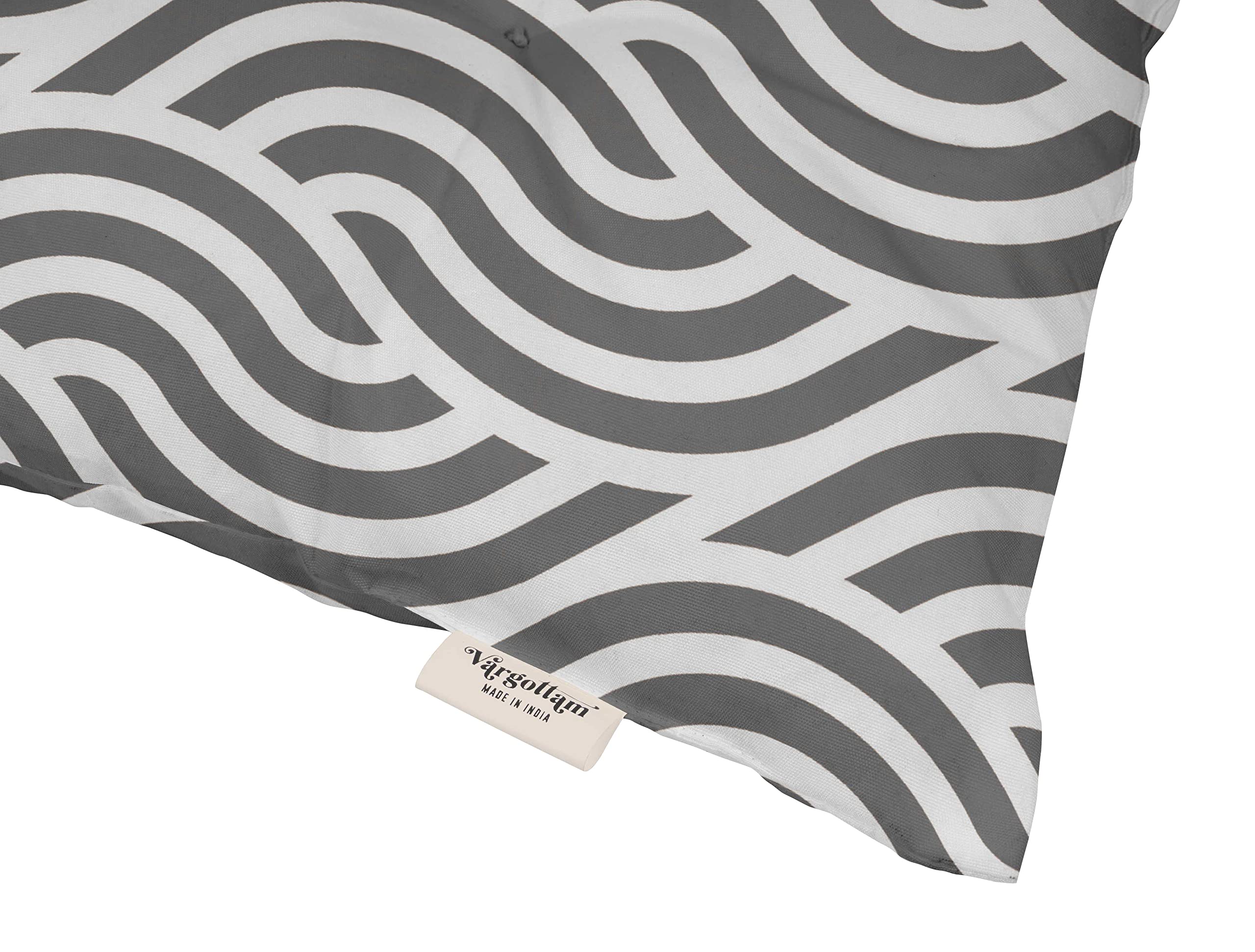 Waterproof 19-inch Gray Abstract Tufted Square Patio Cushion Set of 2 - Indoor/Outdoor Furniture Seat Cushions for Deck, Poolside & Garden Lounge