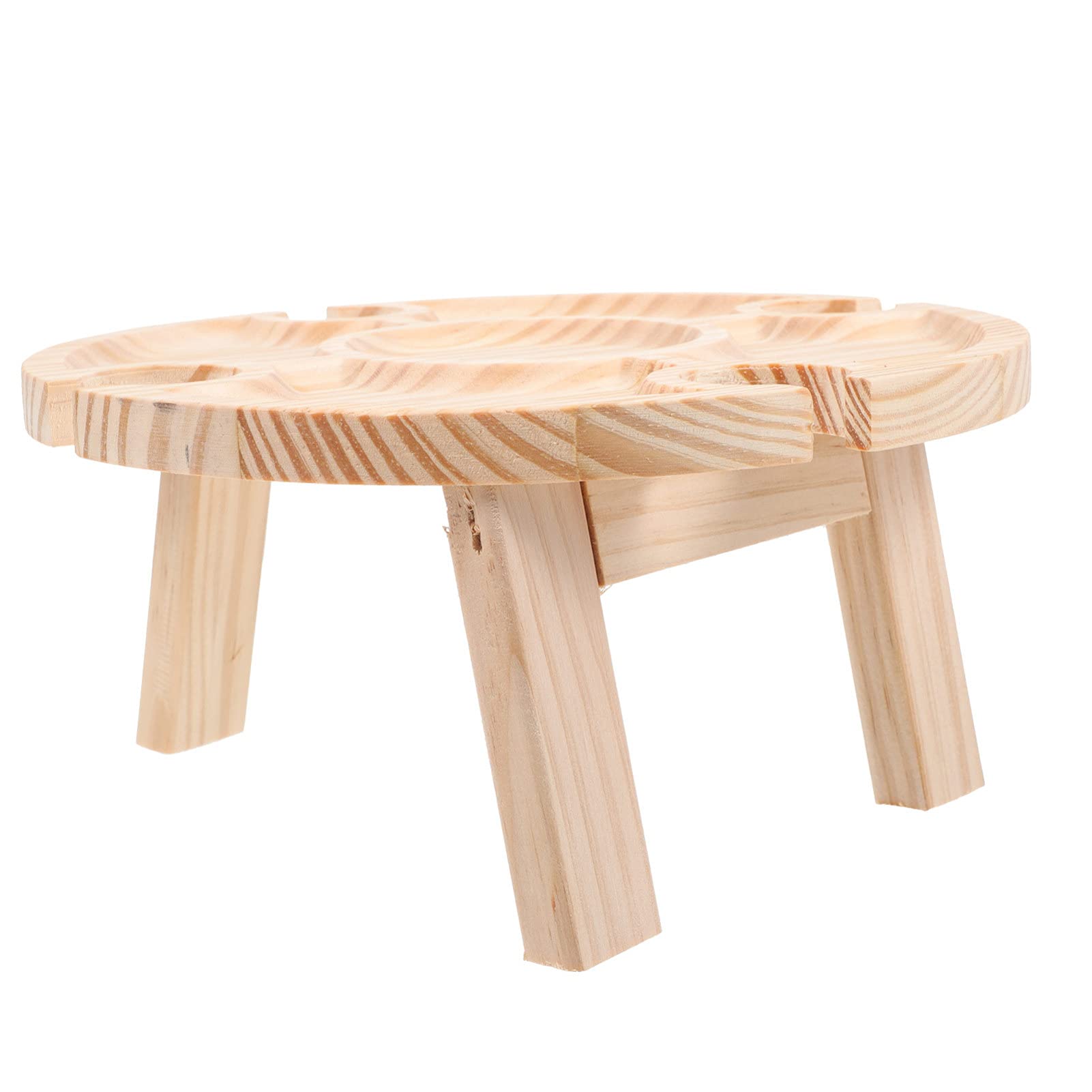 1pc Portable Round Wooden Picnic Table - Outdoor Food Serving Desk, Snack Table, Household Wine & Glass Table for Picnics, Camping, BBQs & Home Entertaining