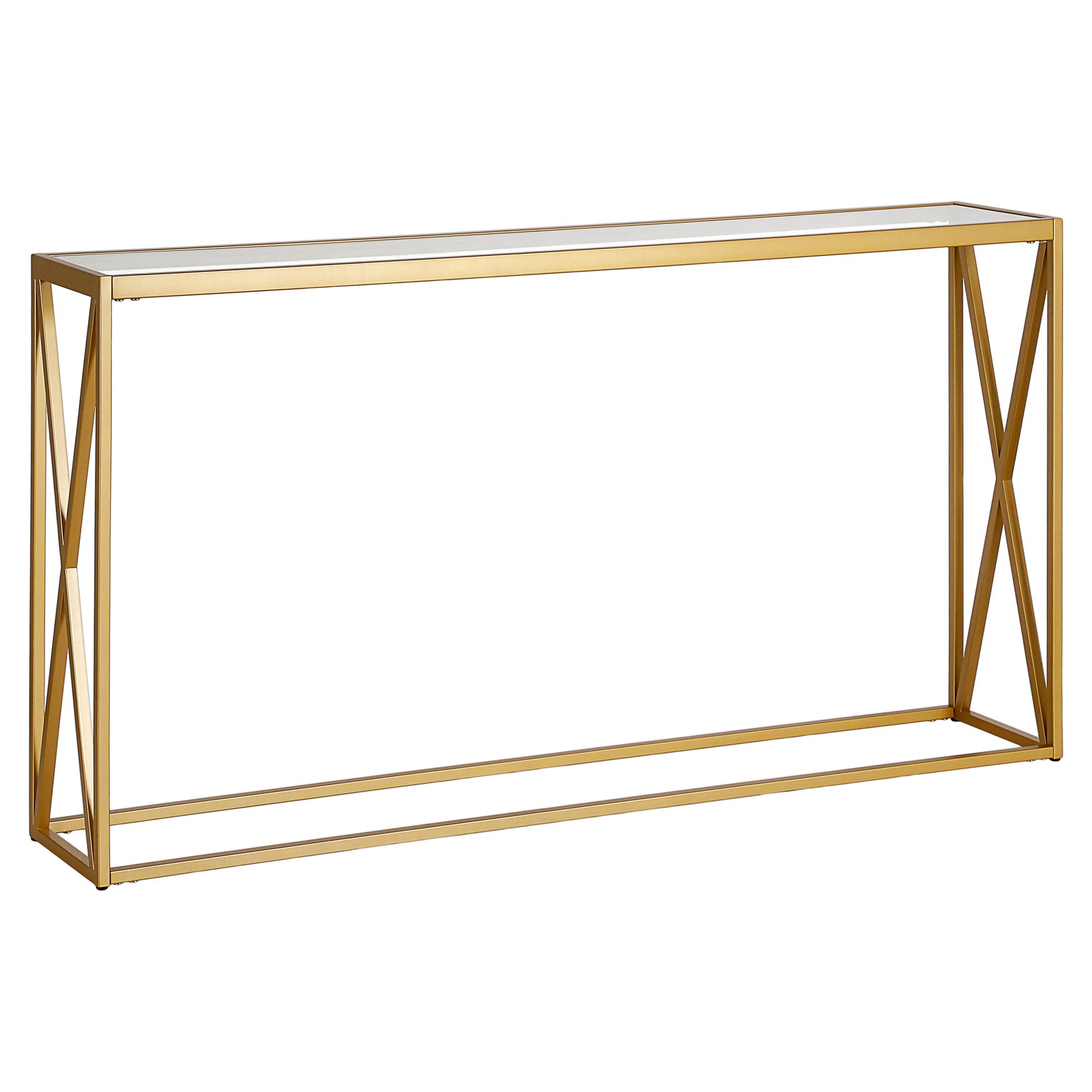 Arlo 55-Inch Wide Rectangular Brass Console Table - Perfect for Entryway, Living Room & Hallway Decor