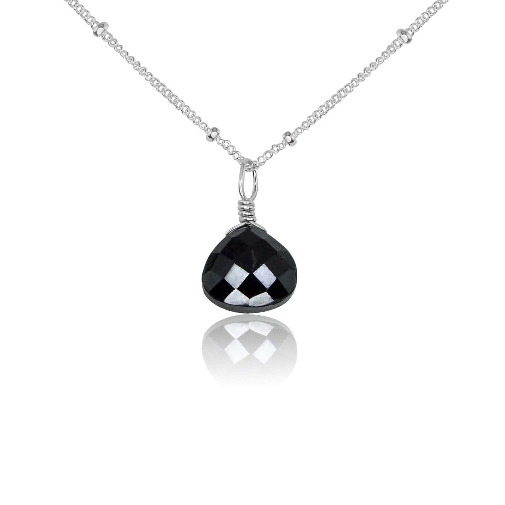 Elegant Black Onyx Teardrop Crystal Pendant Necklace for Women - Perfect for Everyday Wear, Gift Giving & Special Occasions