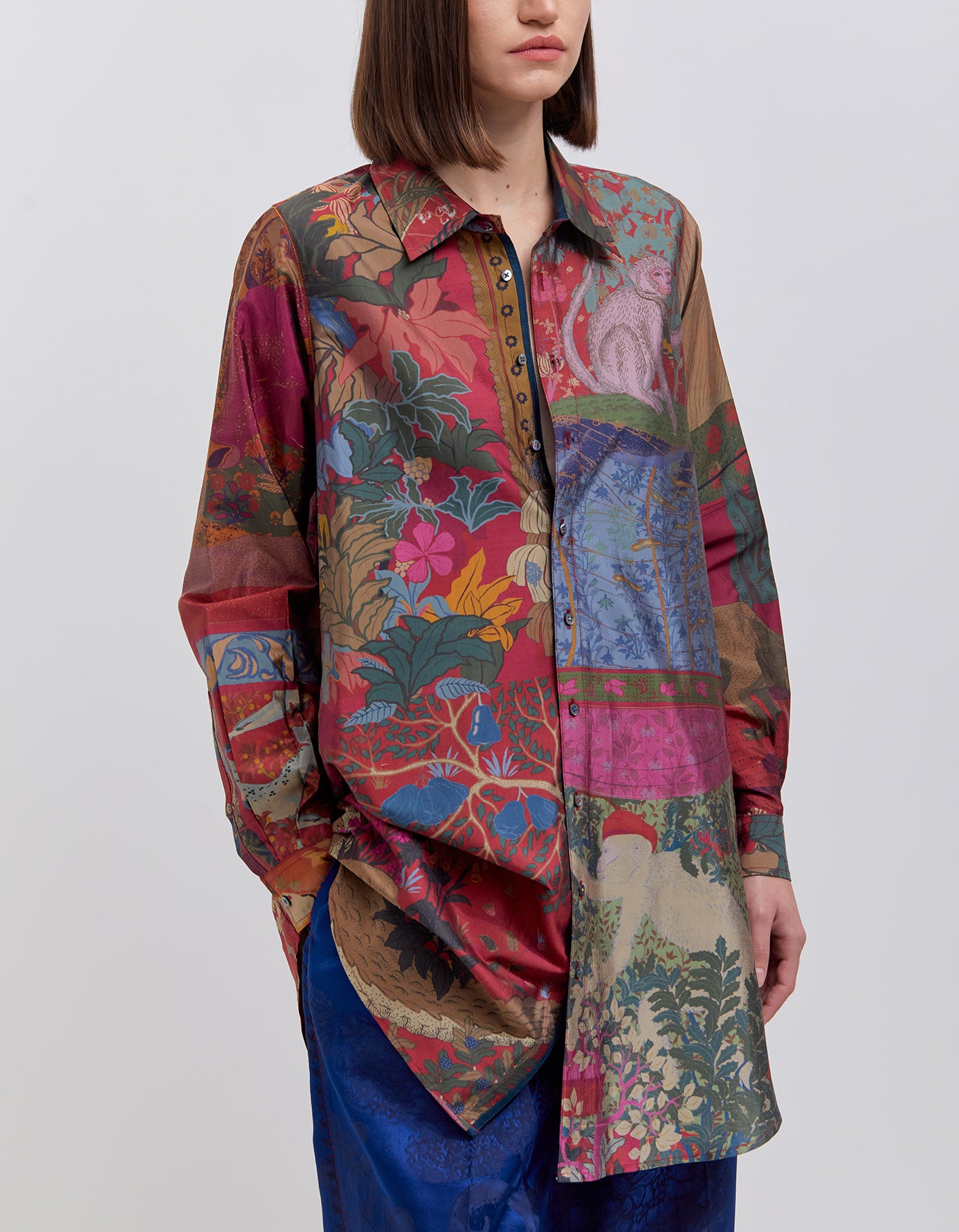Luxury Oversized Silk Dupion Shirt in Crimson - Elegant & Comfortable for Work, Parties & Casual Outings