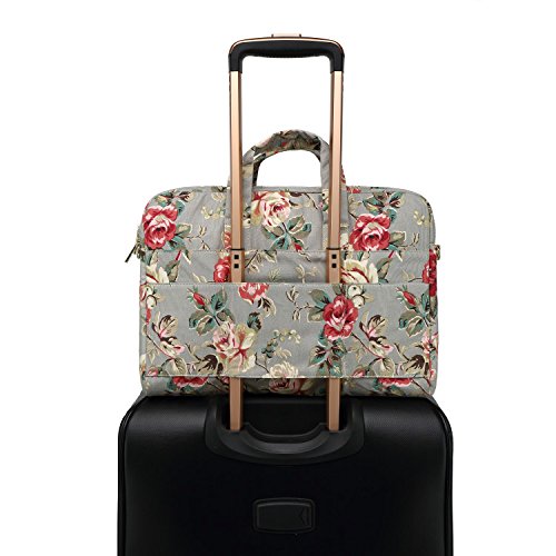Waterproof Canvas Laptop Messenger Bag with Grey Rose Pattern - Shockproof Bubble Protection for MacBook Pro 16