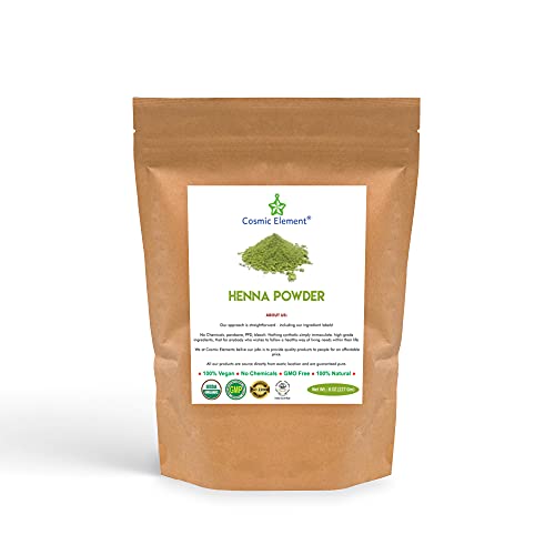 Pure Henna Hair Color Powder - Natural & Vegan Hair Dye for Men & Women | Promotes Hair Growth | Non-GMO | 4oz by Cosmic Element | Perfect for At-Home Hair Coloring & Natural Beauty Routines