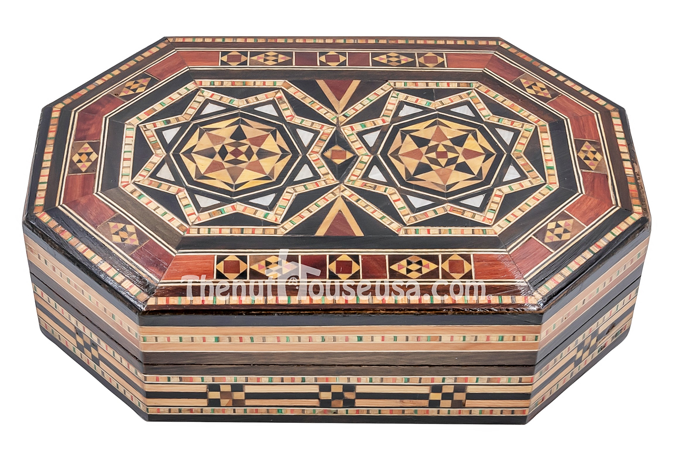 Handmade Syrian Wooden Jewelry Box - Premium Handcrafted Wooden Keepsake Box for Necklaces, Rings & Earrings - Perfect for Gifts, Home Decor & Travel Storage