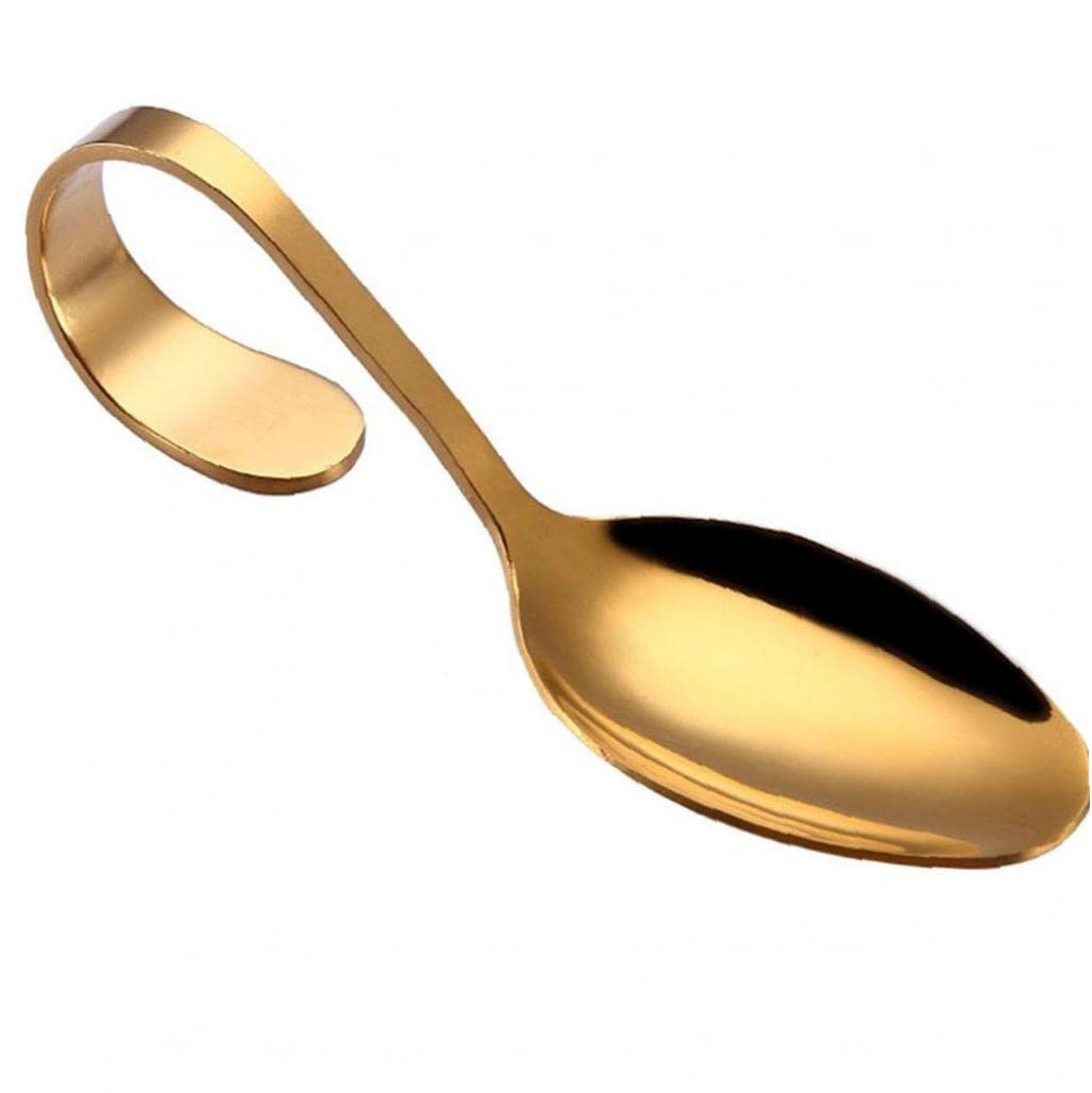 Ruluti 12-Pack Stainless Steel Buffet Spoons - Curved Handle Dessert & Soup Serving Spoons for Hotel, Kitchen, Restaurant - Durable & Portable Cutlery Set for Catering, Parties, and Home Use