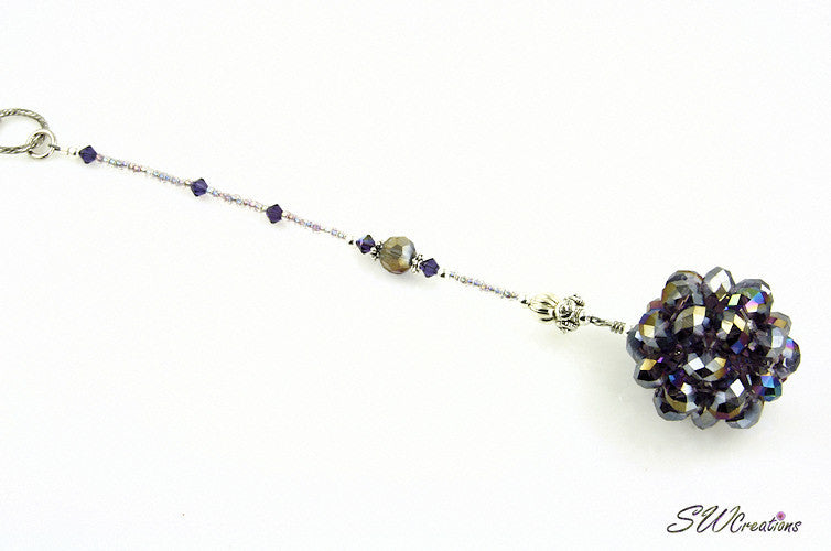 Cosmic Circle Tanzanite Purple Beaded Car Jewelry - Elegant Beaded Car Accessory for Rearview Mirror Decor & Spiritual Protection | Perfect for Meditation, Yoga, and Positive Energy in Your Vehicle