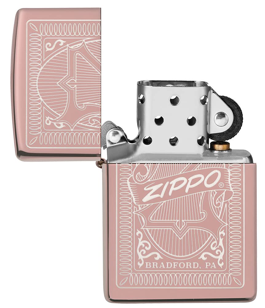 Zippo Reimagine Rose Gold Pocket Lighter - Windproof Refillable Metal Lighter for Outdoor Camping, Hiking & Everyday Carry (EDC)