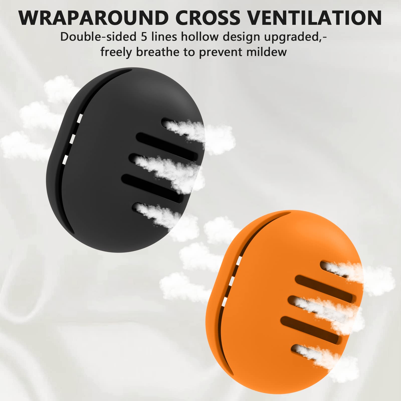 2PCS Double-Sided Breathable Silicone Makeup Sponge Holder - Travel-Friendly Beauty Blender Case for All Sponges | Shatterproof & Sanitary Reusable Design (Black+Orange) | Perfect for Travel, Gym & Daily Makeup Organization