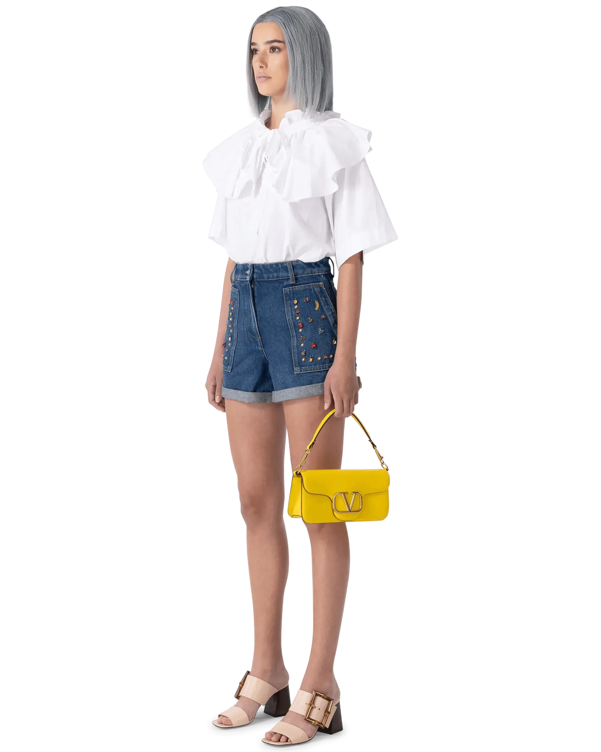 Stylish Fruit Embellished Denim Shorts for Women - Trendy Summer Fashion with Cute Fruit Prints - Perfect for Beach Outings, Music Festivals & Casual Streetwear