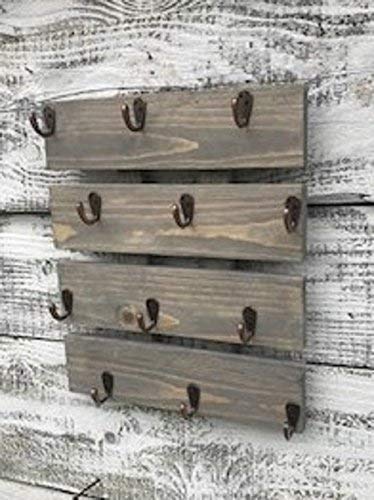 12 Pack Wooden Coffee Cup Holder with Mug Hooks - Wall Mount Organizer for Kitchen, Office, or Cafe Storage