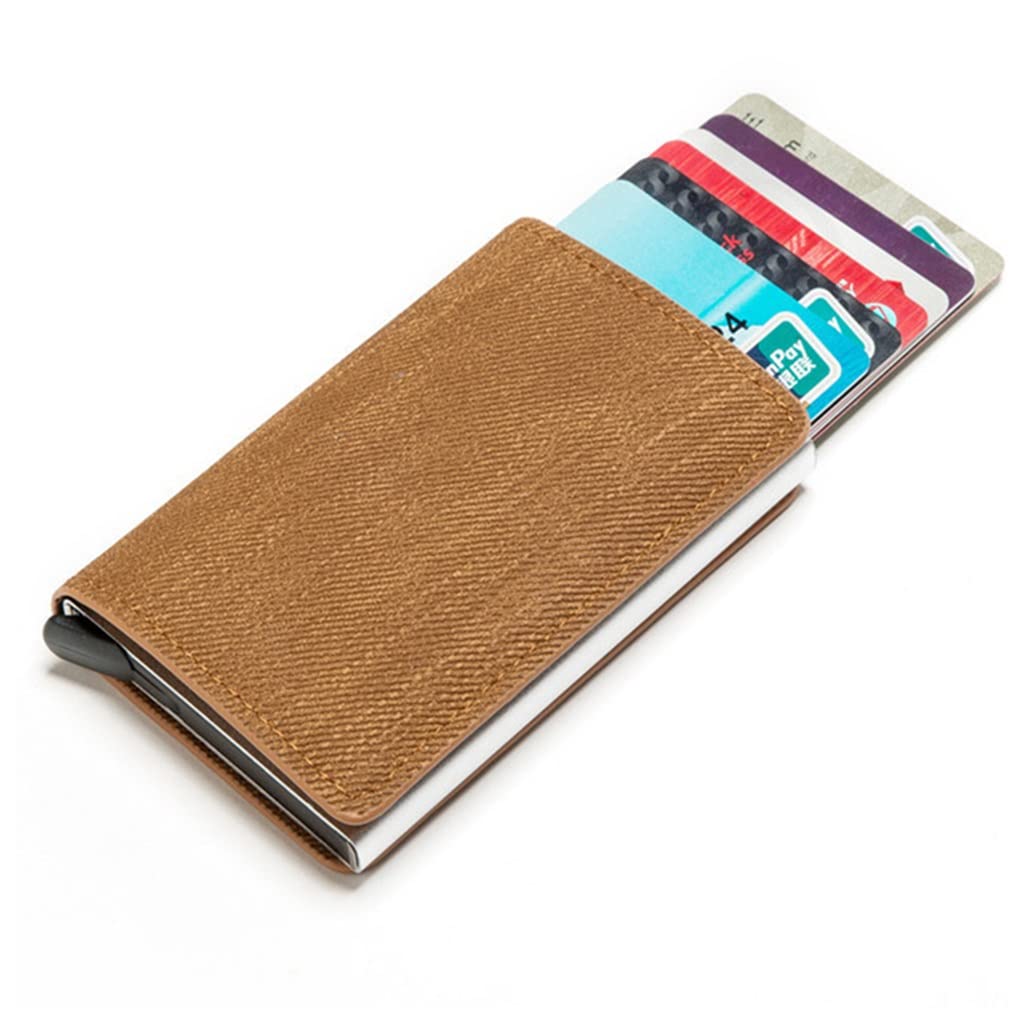 RFID Blocking Card Holder - Anti-Theft Slim Wallet for Men & Women - Denim Business Metal ID Case (10x7cm) - Perfect for Travel, Office & Everyday Use