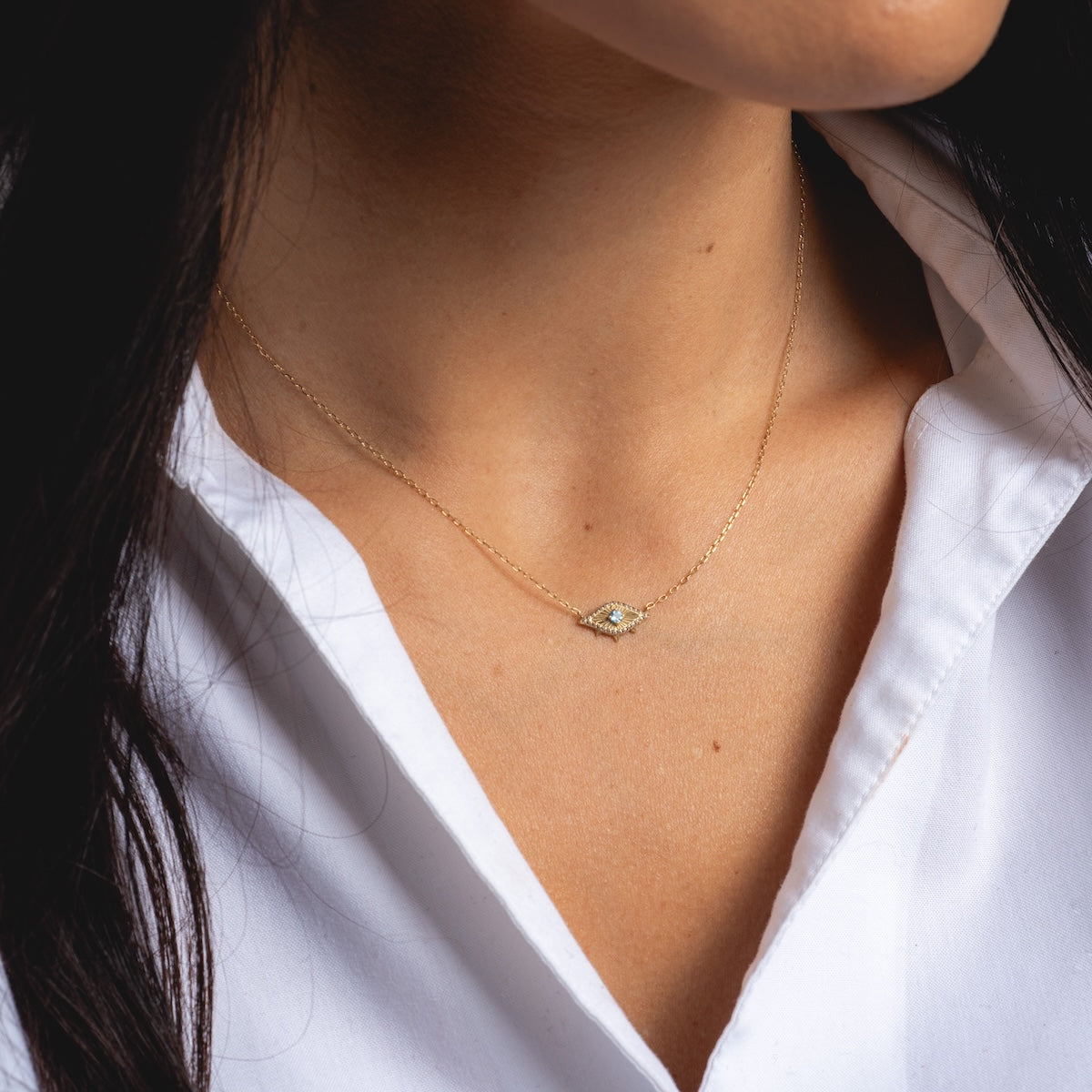 14K Solid Gold Evil Eye Necklace for Women - Protection Pendant with Chain - Perfect for Gifts, Everyday Wear & Spiritual Jewelry