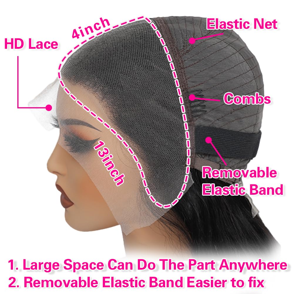 30 Inch Body Wave Lace Front Wigs Human Hair 200% Density HD Lace Frontal Wigs - Pre Plucked Natural Hairline, Small Knots, Tangle & Shedding Free - Soft & Thick Virgin Hair for Black Women - Perfect for Daily Wear, Cosplay, Parties & Special Occasions