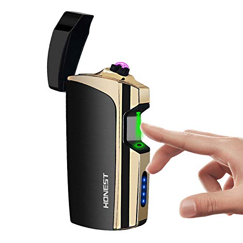 Windproof USB Rechargeable Plasma Lighter with LED Display - for Cigarettes & Outdoor Use (Black Nickel)