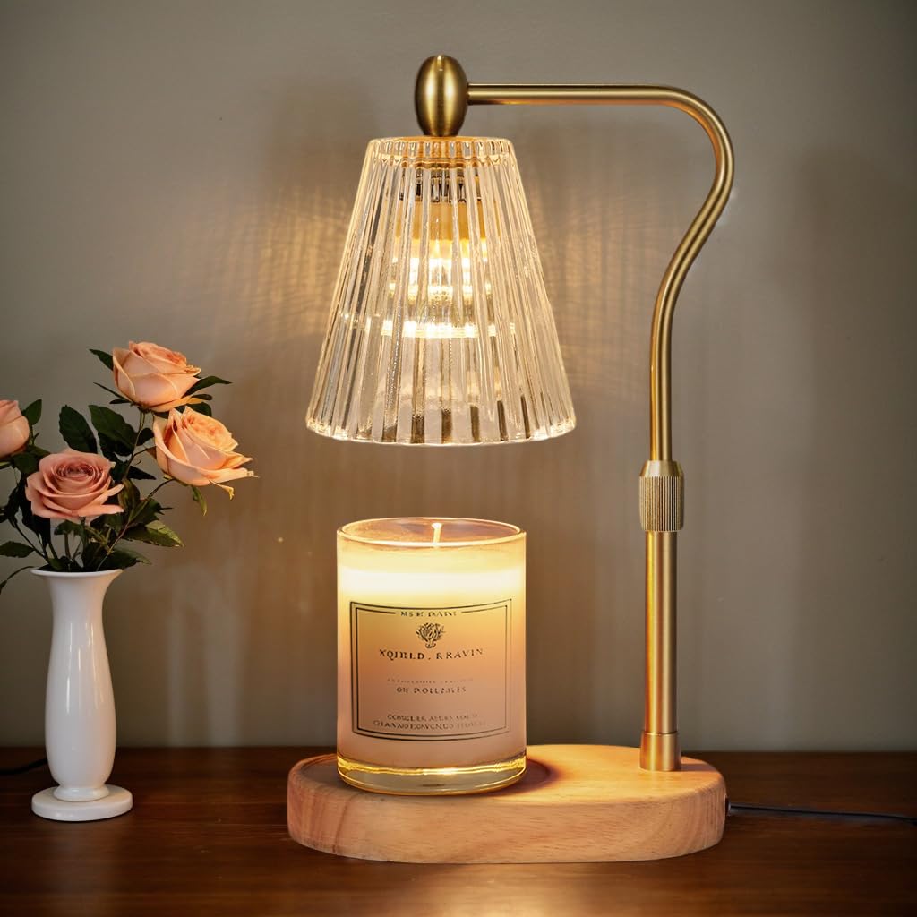Electric Candle Warmer Lamp with Timer & Dimmer - Adjustable Height Wax Melter with 2 Bulbs for Scented Jar Candles - Perfect for Home Decor, Aromatherapy and Mother's Day Gifts
