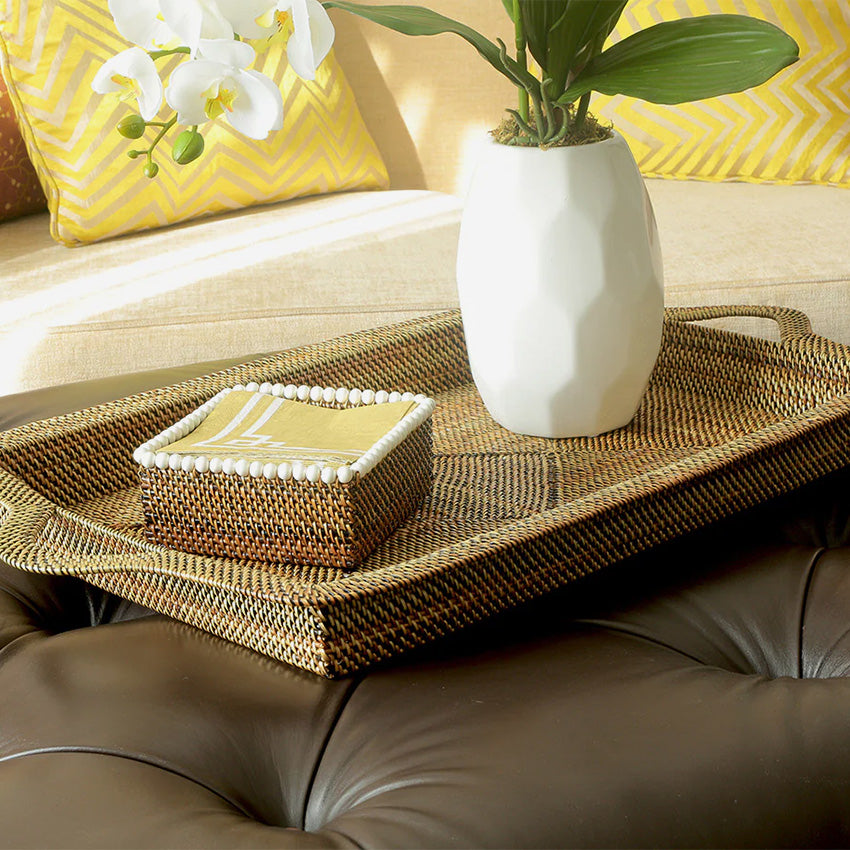 Calaisio Rectangular Serving Tray with Handles - Elegant Wooden Appetizer Platter for Entertaining, Dining, and Home Decor | Perfect for Parties, Breakfast in Bed, and Coffee Table Display