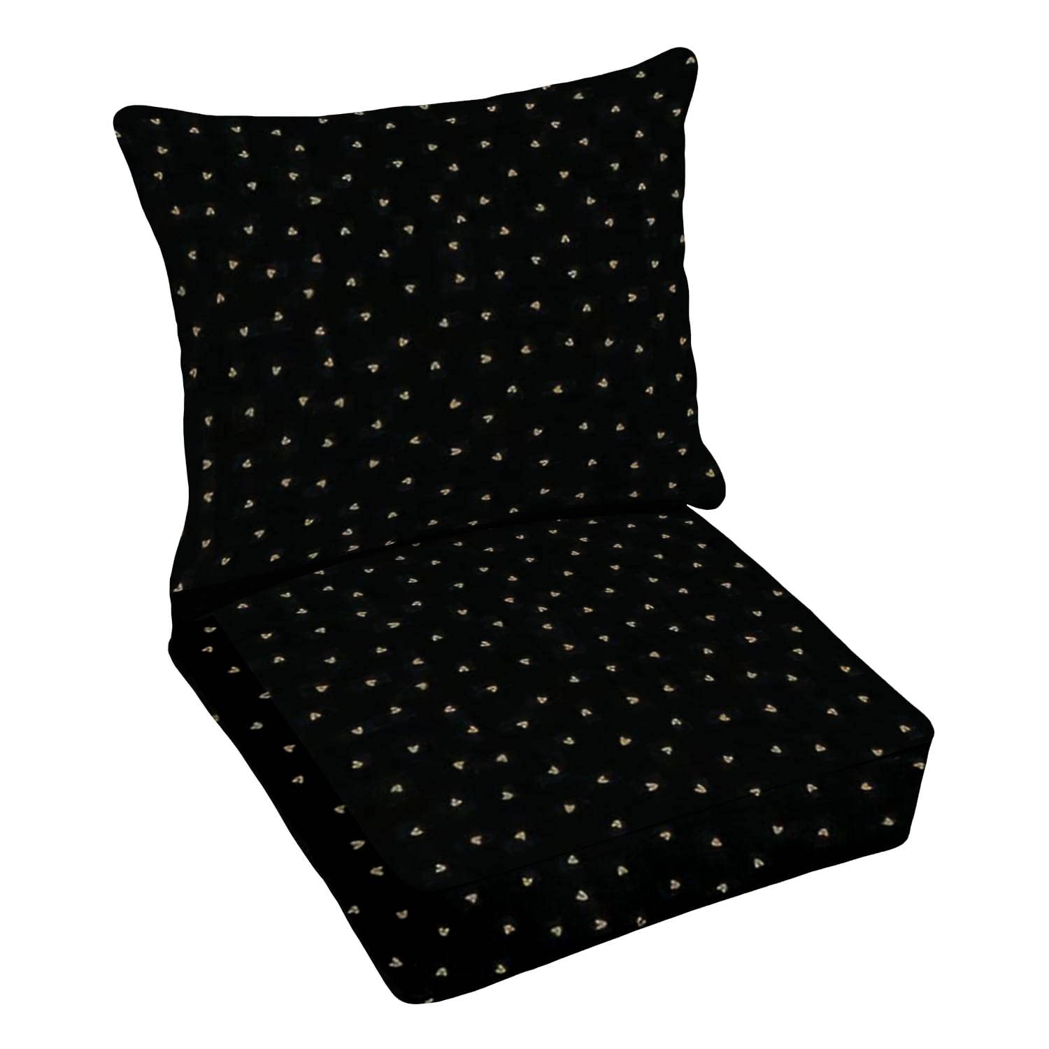 Premium Outdoor Deep Seating Cushion Set - Black & Red Floral Heart Pattern - Durable Patio Furniture Replacement Cushions for Lounge Chairs - Perfect for Garden, Poolside & Backyard Relaxation