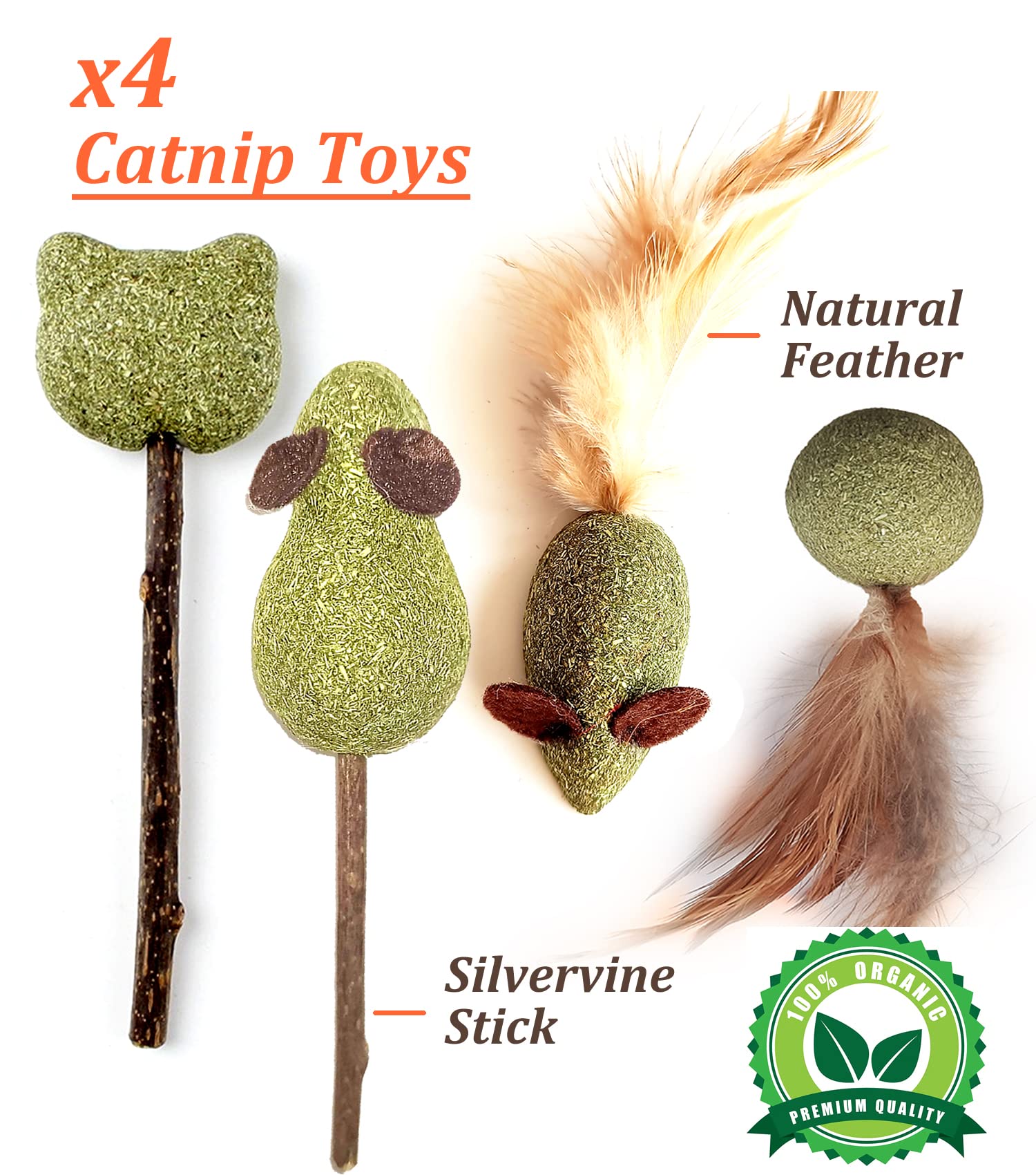 12 Pack Catnip Toys for Cats - Silvervine Sticks, Catnip Balls, Mice & Kicker Toys | Organic Chew Toys for Kittens & Teething Relief | Interactive Plush Mouse with Feathers - Perfect for Indoor Cat Play & Enrichment