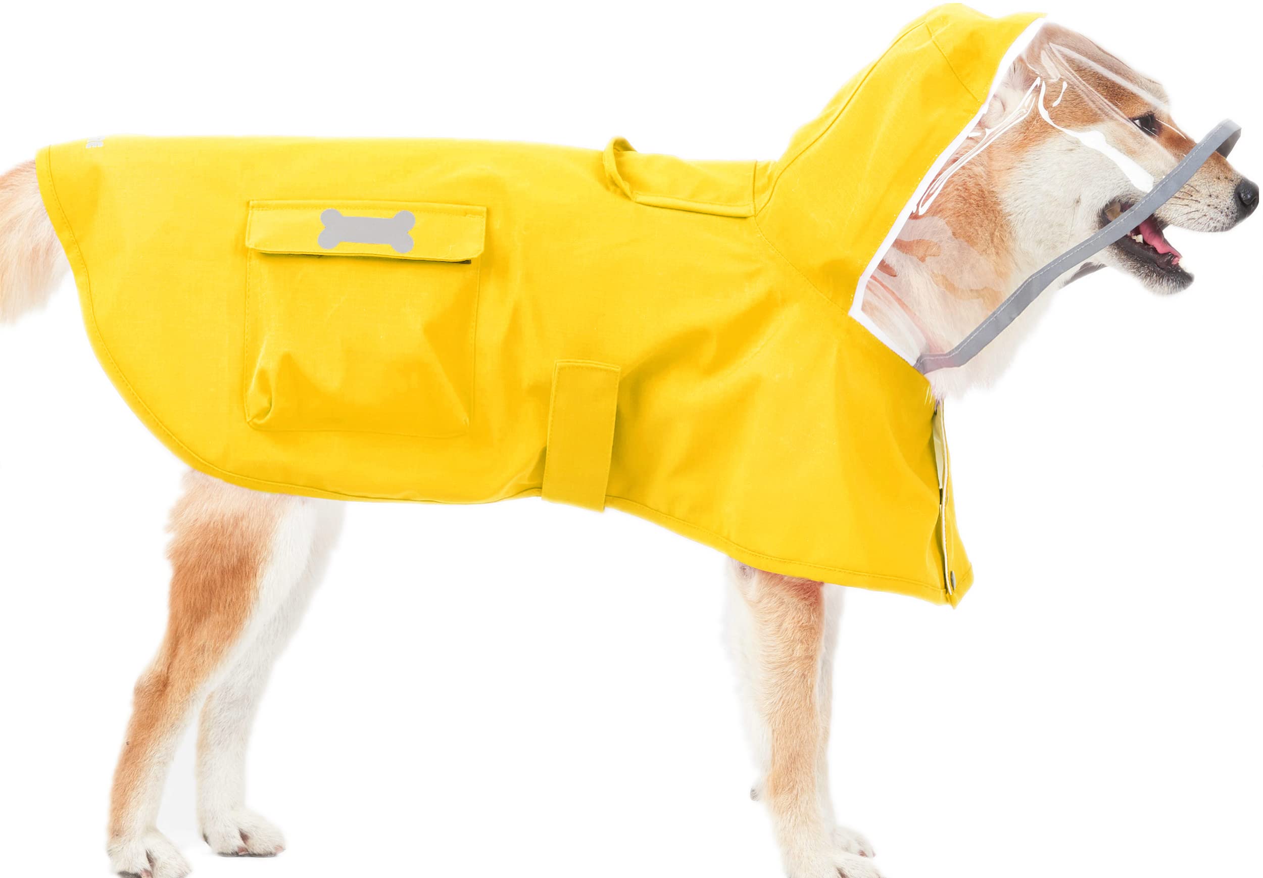 Waterproof Dog Raincoat with Reflective Stripes - Adjustable Poncho Hoodie for Small to Large Dogs - Outdoor Walking & Hiking