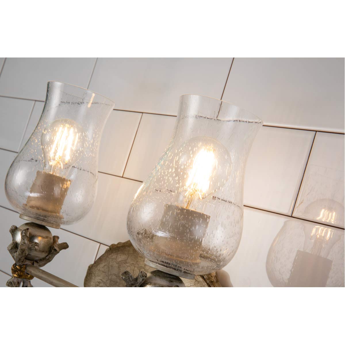 Lucas McKearn Trellis 2-Light Metal Bathroom Vanity Light in Neutral Cream/Silver - Modern Fixture for Bathroom, Powder Room, and Dressing Area Lighting