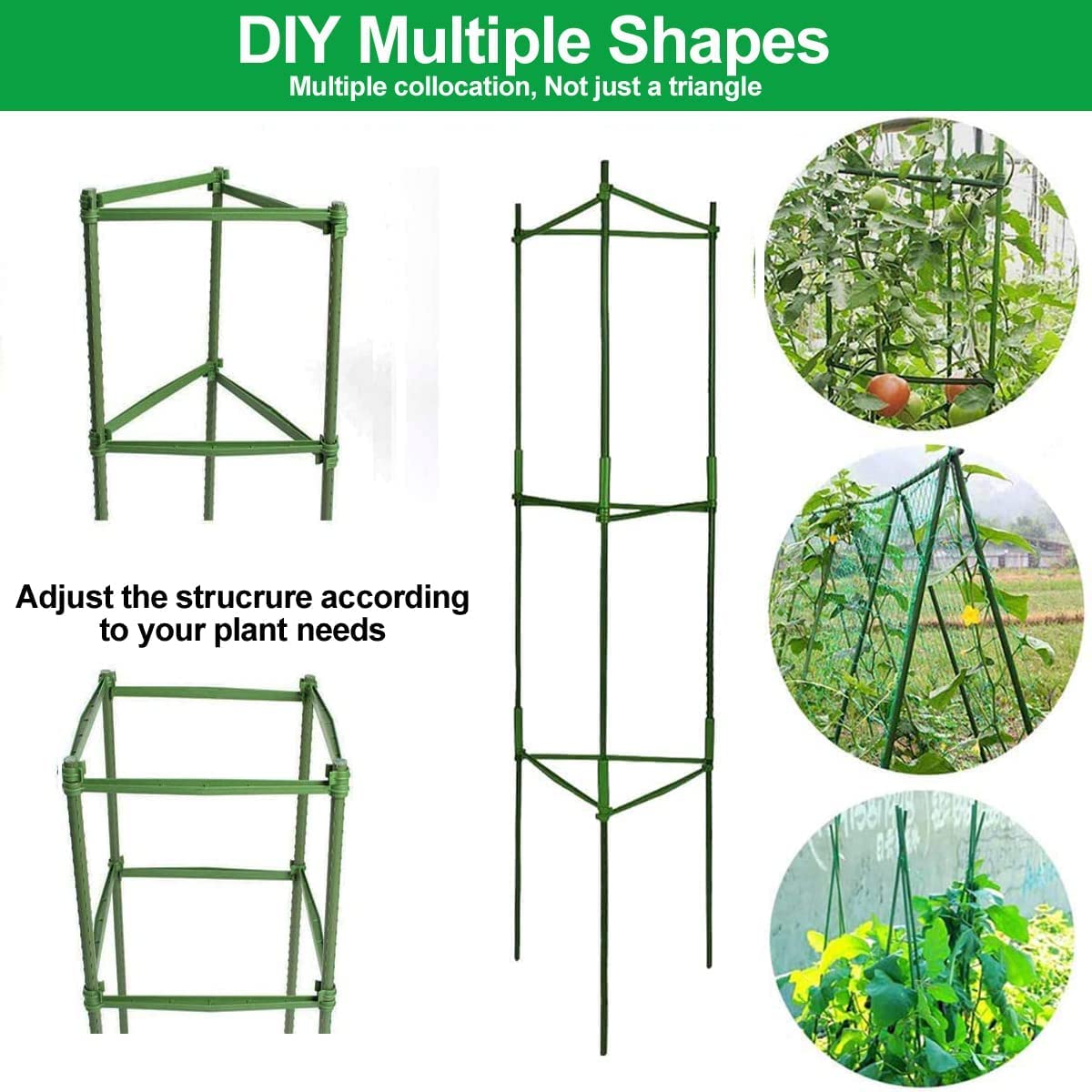 3 Packs 48 Inch Adjustable Tomato Cages - Heavy Duty Plant Supports for Tomatoes, Vegetables, Flowers & Climbing Plants | Garden Trellis for Outdoor Gardening, Backyard Farming & Vertical Growing