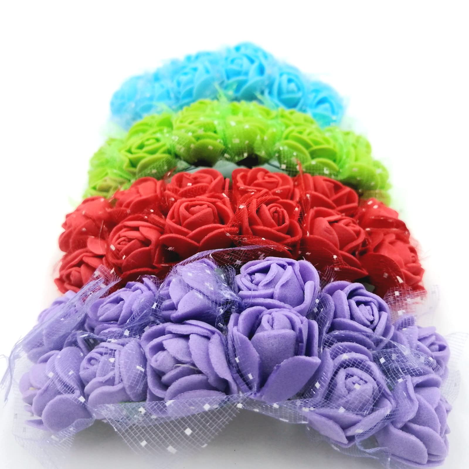 144pcs Mini Artificial Foam Roses - Fake Flower Heads for Wedding Bouquets, Bridal Arrangements, DIY Crafts, Scrapbooking, Home & Party Decorations (Purple) - Perfect for Centerpieces, Table Settings, Gift Toppers and Craft Projects