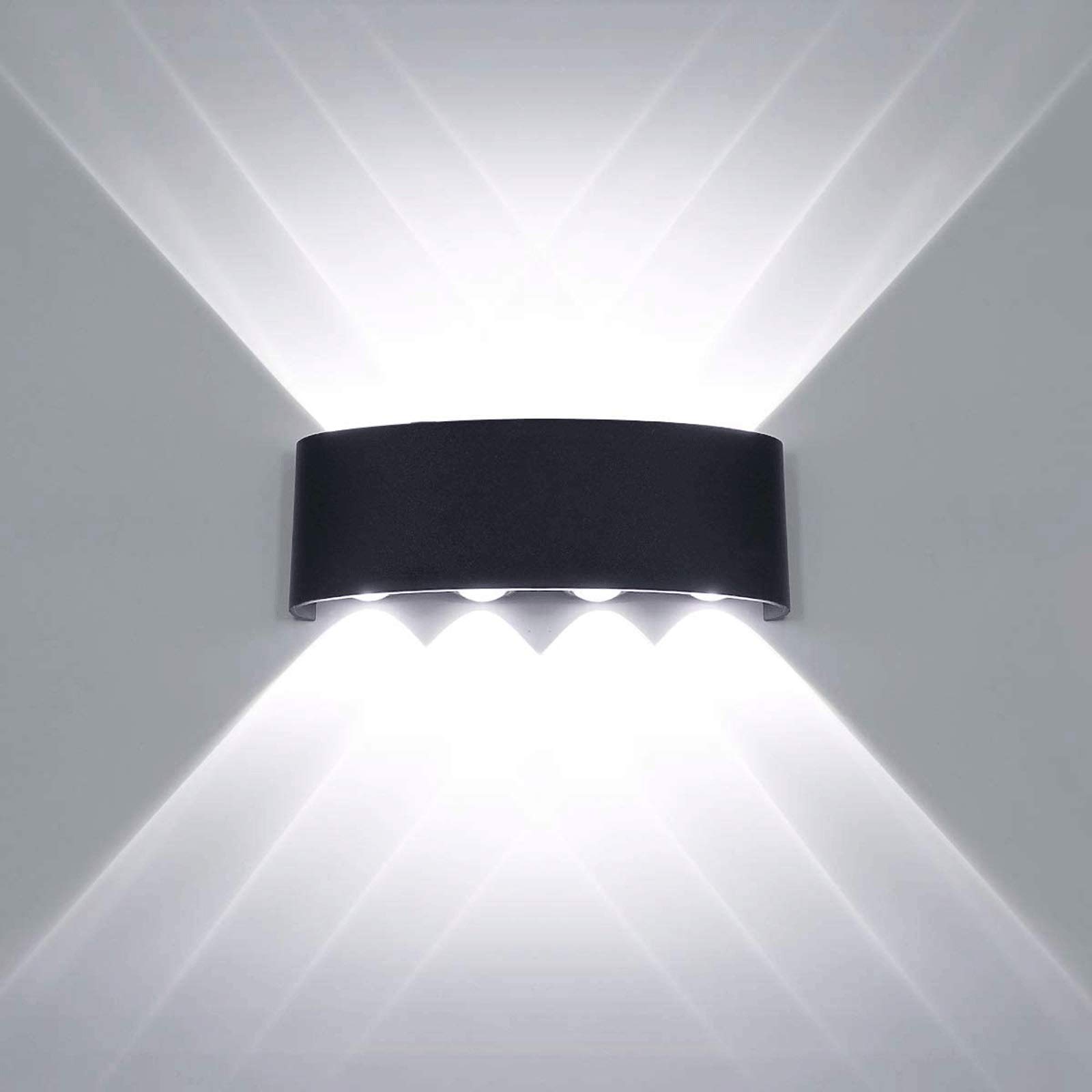 16W Modern LED Wall Lamp - Up and Down Waterproof Aluminum Wall Light with 8 Light Sources - Perfect for Bathroom, Porch, Bedroom, Corridor, Living Room, Stairs & Hallway - Indoor/Outdoor Wall Wash Lighting for Home Decor and Ambient Illumination