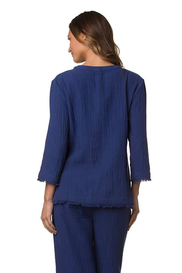 Beachcomber Hip Tunic for Women - Flowy Casual Summer Tunic Top in Tangier Blue | Perfect for Beach Vacations, Resort Wear & Boho Outfits