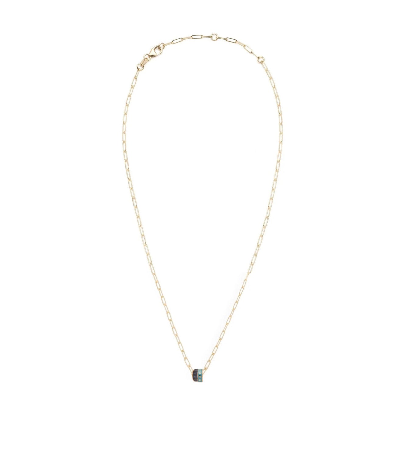 Reverie & Baguette Blue Sapphire Heartbeat Pendant Necklace - Dainty Fine Chain Jewelry for Women - Perfect for Date Nights, Anniversaries & Special Occasions