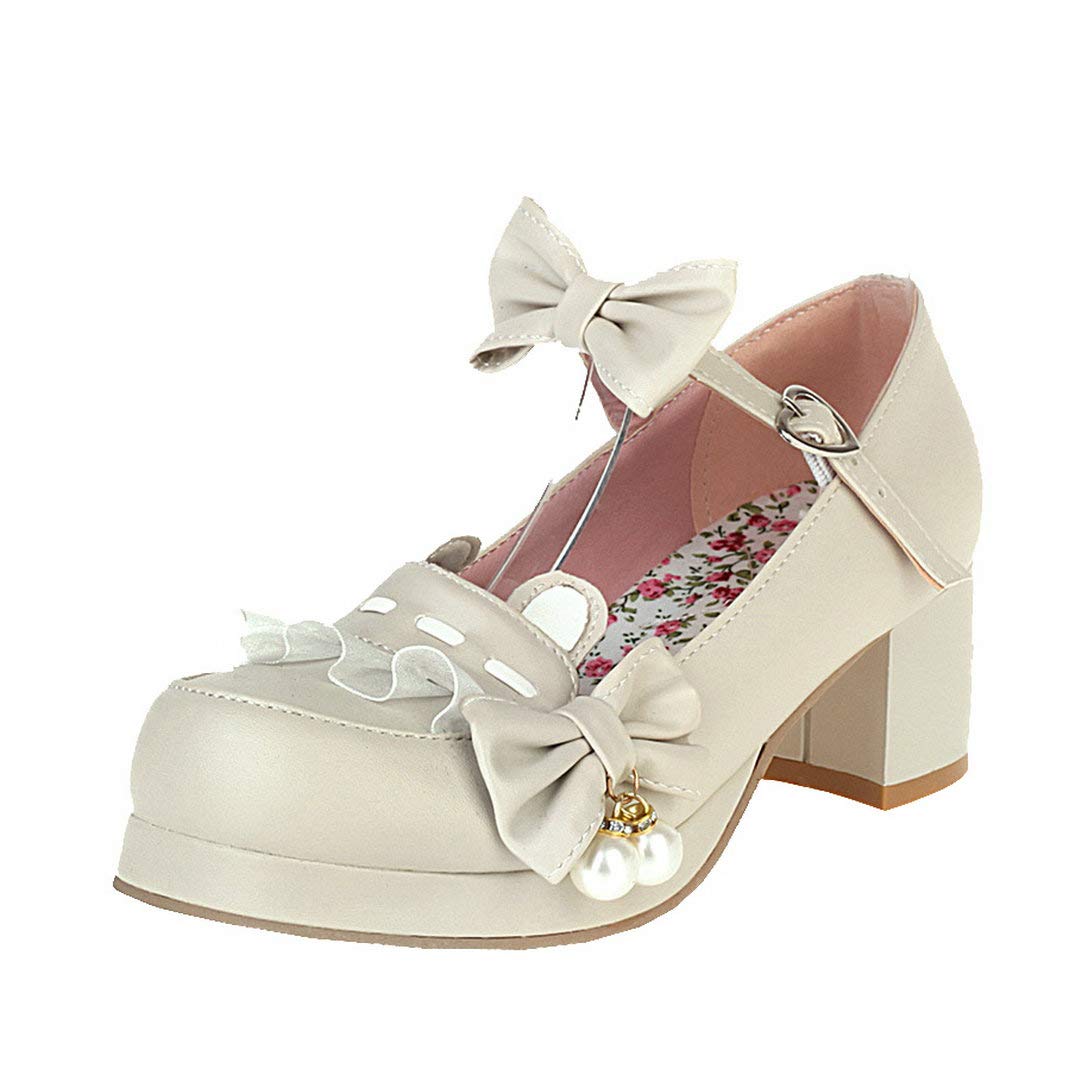 Alsoloveu Women's Lolita Platform Mary Jane Shoes - Chunky Heel, Ankle Strap & Round Toe - Sweet Vintage Dress Shoes for Cosplay, Tea Parties & Retro Fashion