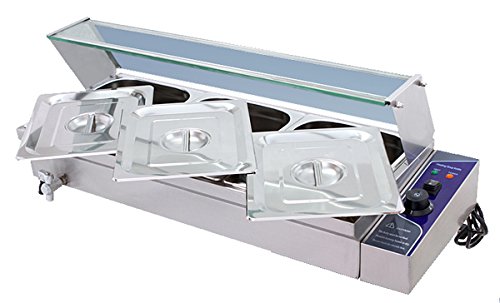 110V 3-Well Commercial Bain-Marie Buffet Food Warmer with Glass Lids - Perfect for Catering, Buffets & Restaurant Food Display