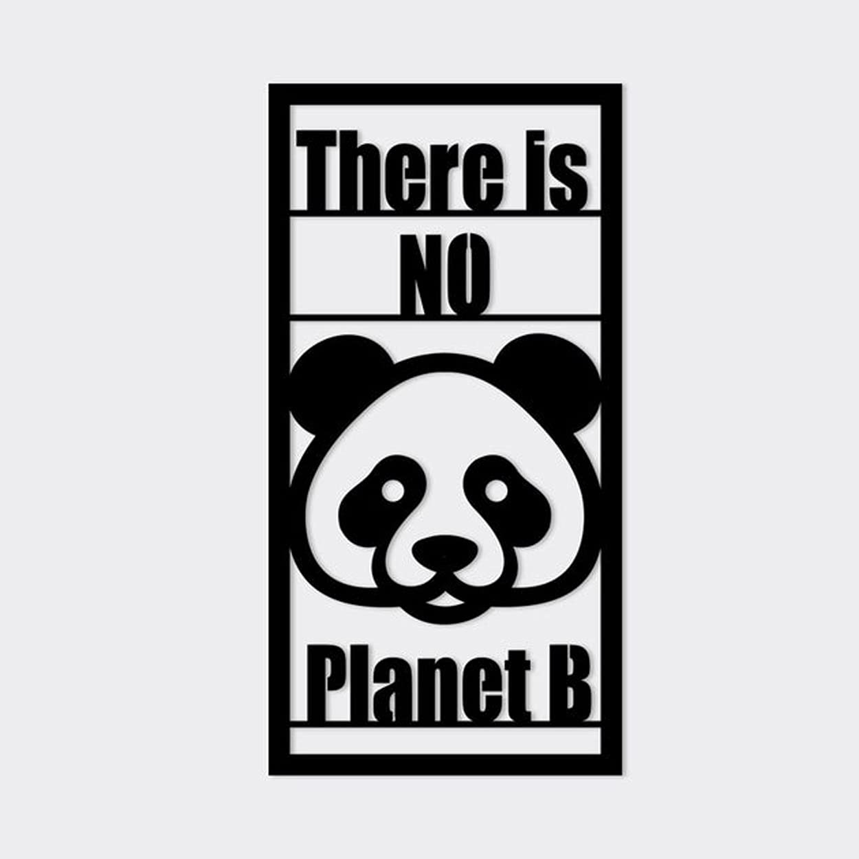 LaModaHome Metal Wall Art - Planet Panda Black Wall Decor for Living Room, Bedroom, Kitchen & Bathroom | Indoor & Outdoor Decoration | Modern Wall Hanging for Home & Office Spaces