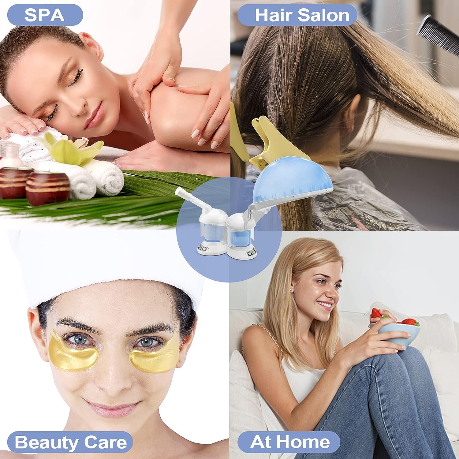 Elitzia ETKD2328a 2-in-1 Ionic Ozone Facial & Hair Steamer with Hood - Professional Home Salon Hair Care & Skin Treatment for Deep Conditioning & Hydration | Perfect for Spa Days & Self-Care Routines