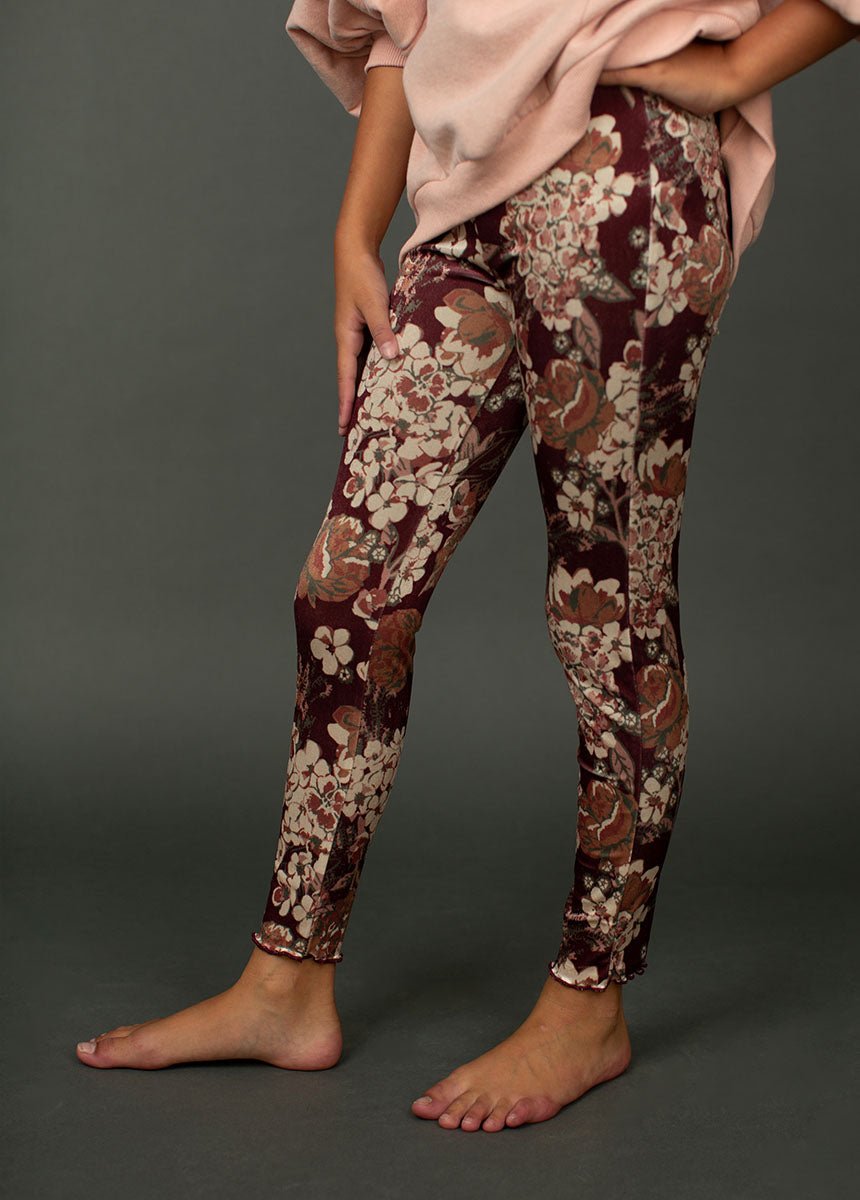 Myla Women's High Waisted Leggings - Currant Floral Print Yoga Pants for Workout, Running & Lounge Wear - Soft Stretchy Comfortable Activewear